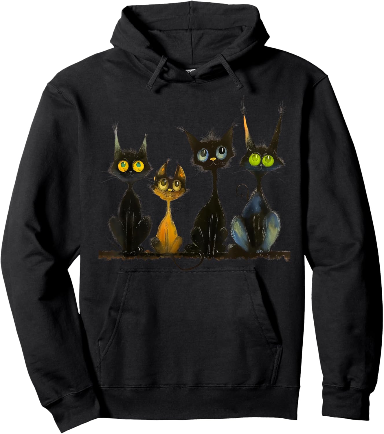 Whimsical Mid-Century Modern Look Cats 50& 60s Style Hoodie - Hoodie | Black