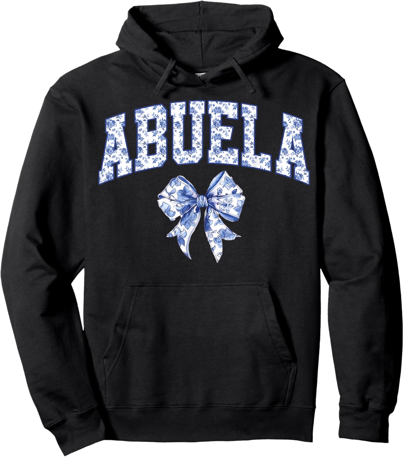 Abuela Coquette Toile Blue Bow Floral Family Matching Hoodie - Hoodie | Black