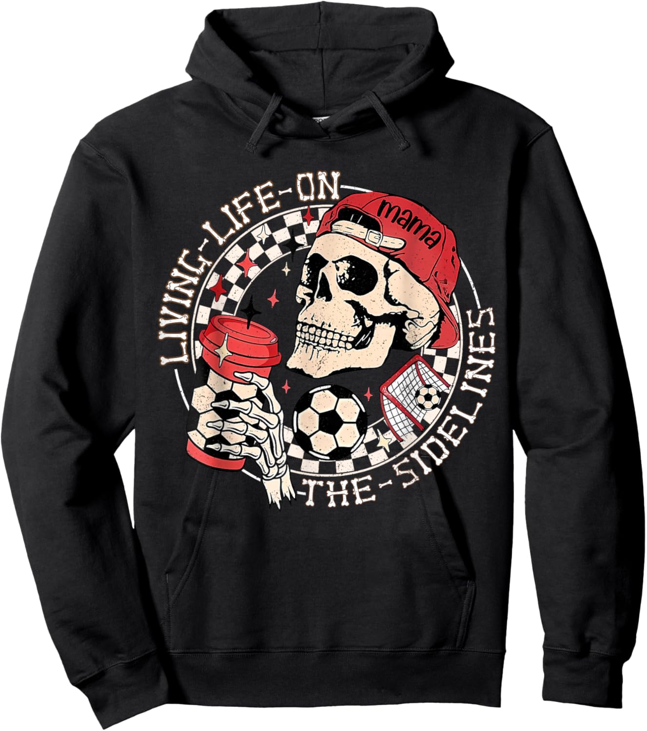 Soccer Mama Living Life On The Sidelines Skeleton Coffee Hoodie - Hoodie | Black
