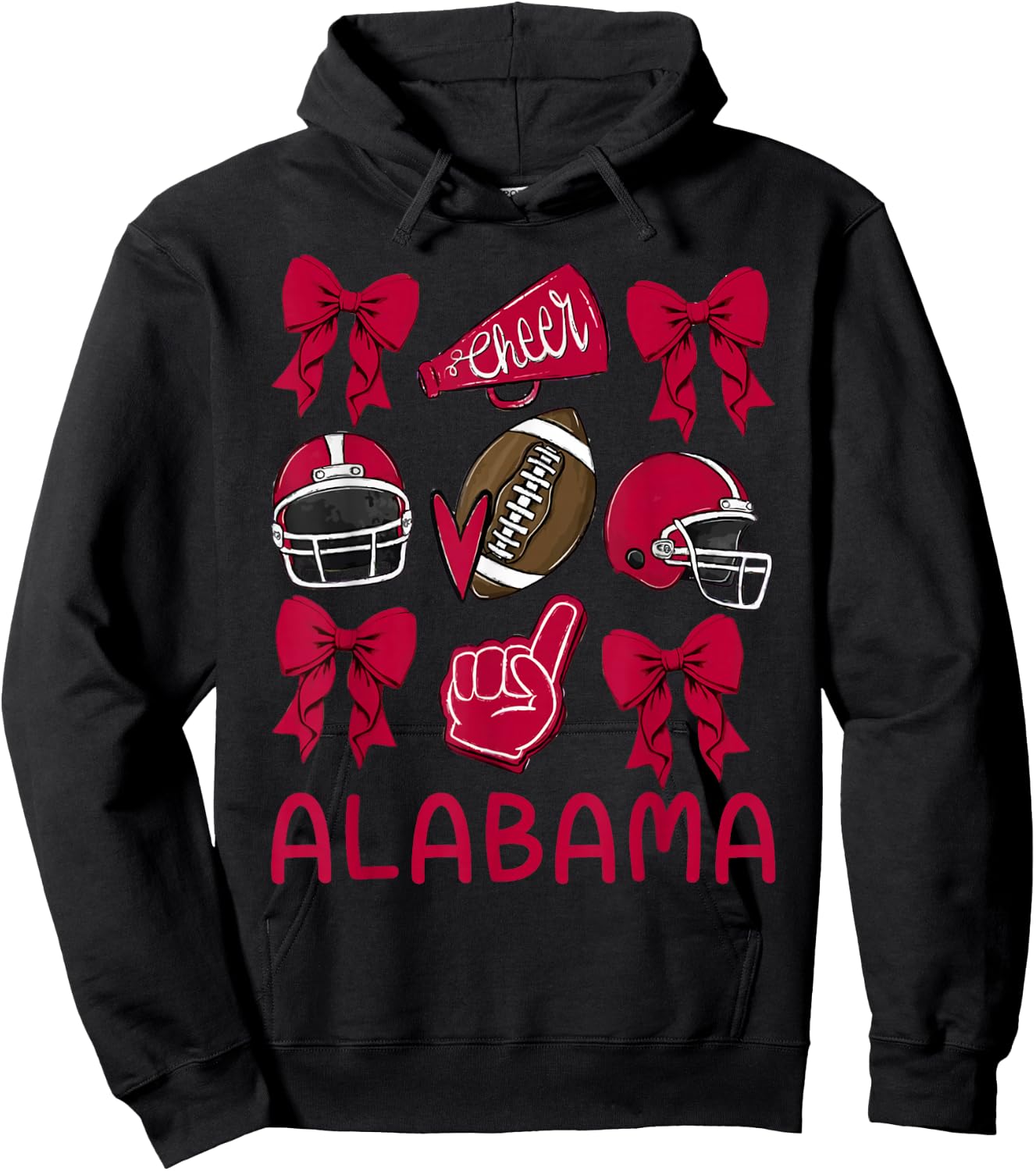 Alabama Women Girls Kids Sister Daughter Niece Coquette Bow Hoodie - Hoodie | Black