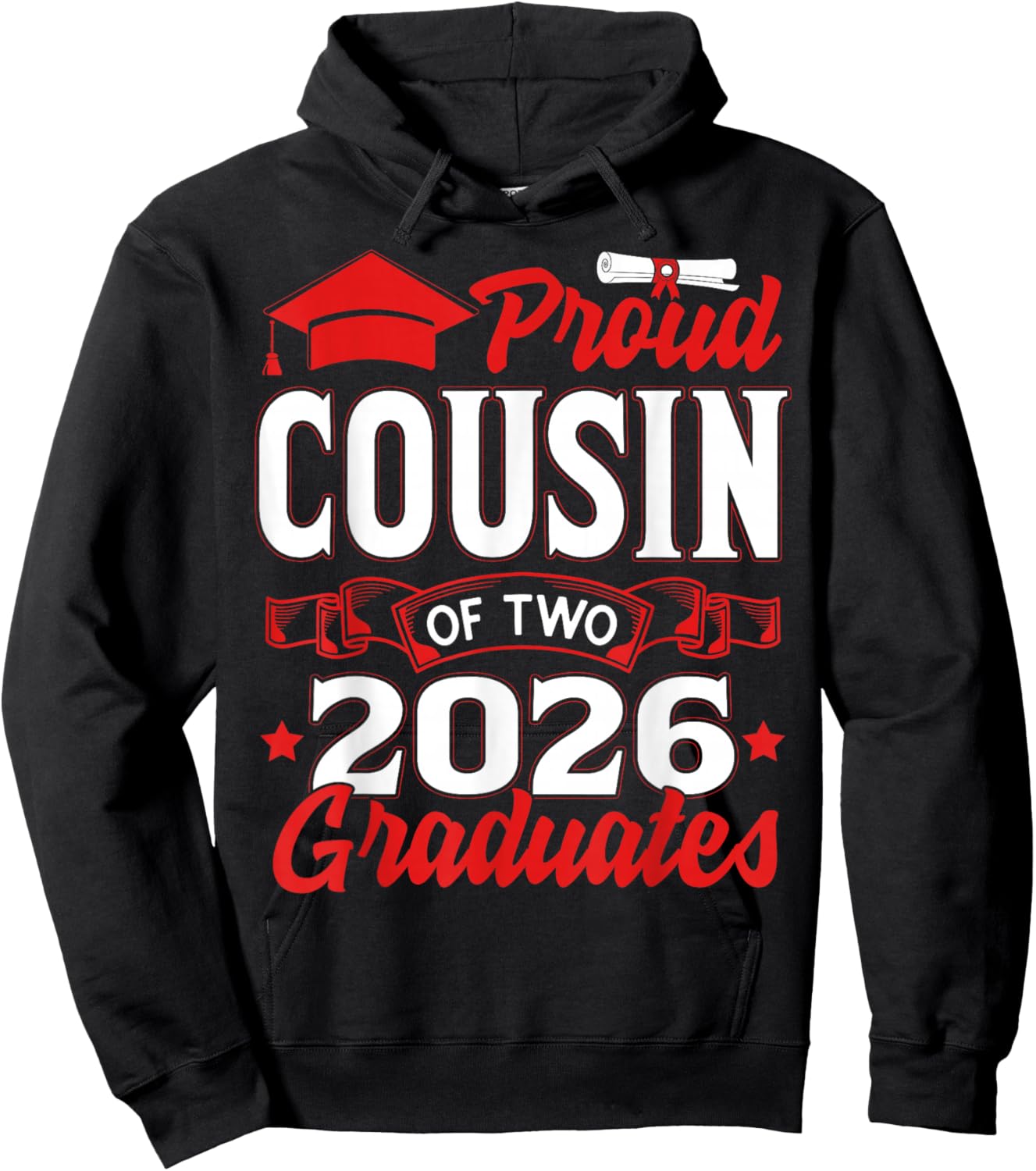 Proud Cousin of Two Class of 2026 Graduates Twins Graduation Hoodie - Hoodie | Black