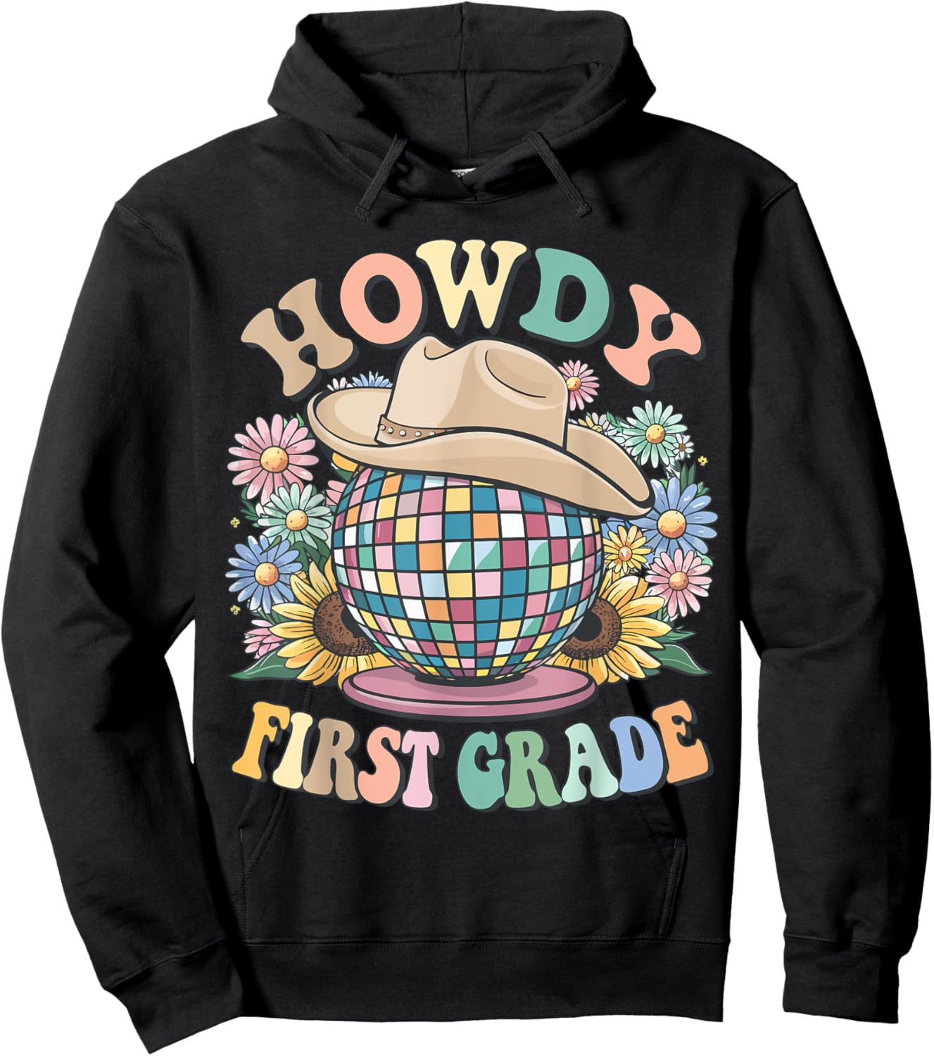 Howdy First Grade Cowgirl Country 1st Grade Back to School Hoodie - Hoodie | Black
