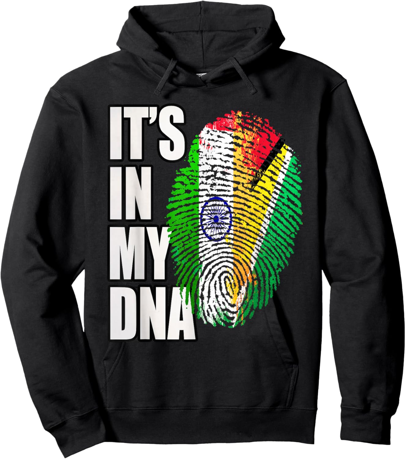 Guyanese and Indian DNA Heritage Flag Hoodie - Hoodie | Black