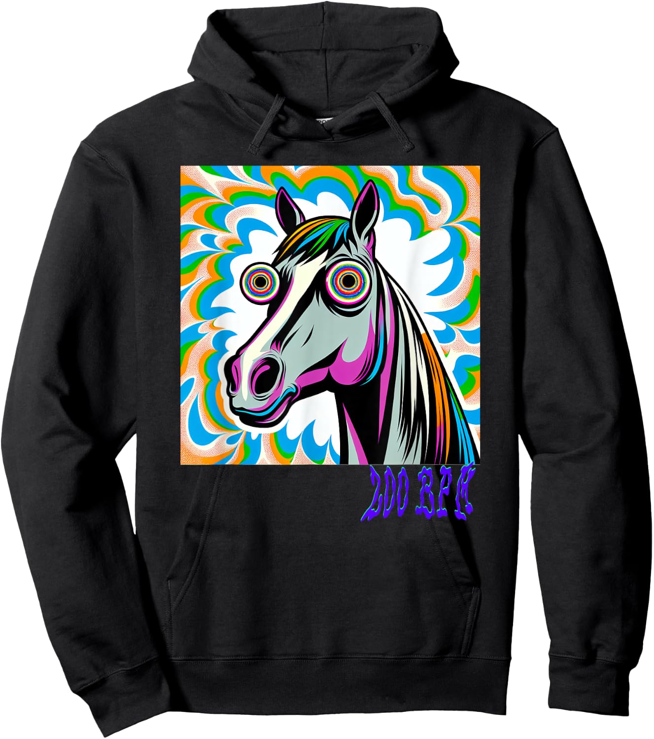 Techno Uptempo Horse 200 BPM Hoodie - Hoodie | Black