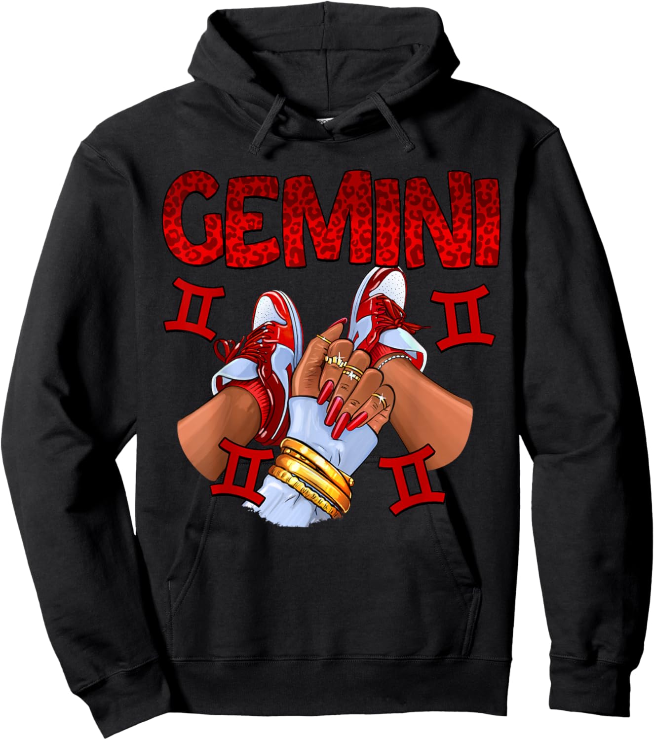 Gemini Queen Birthday Women Sneakers Zodiac Sign Bday Hoodie - Hoodie | Black