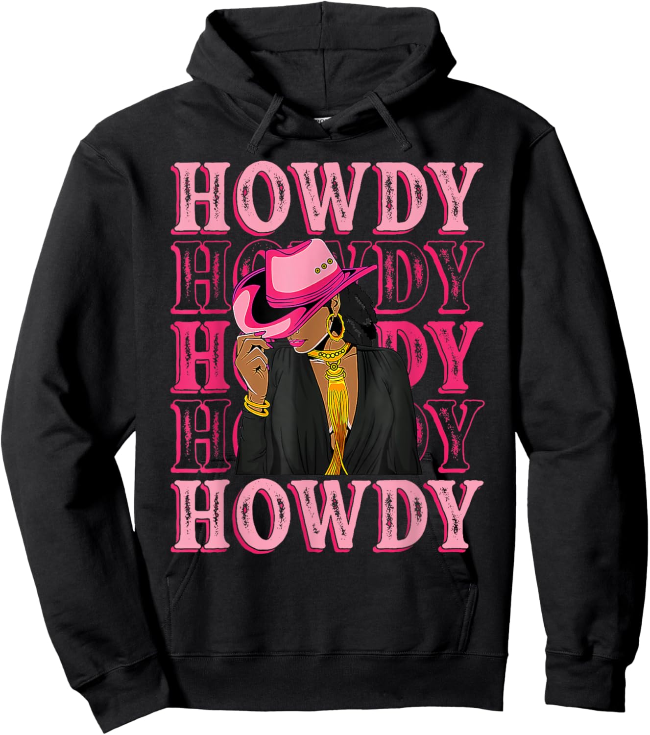 Southern Western Howdy Black Cowgirl African American Women Hoodie - Hoodie | Black