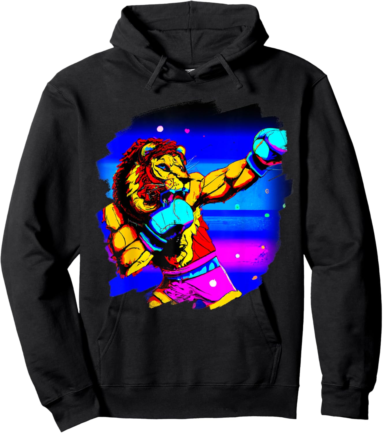 Lion Boxing Cool Funny Lion Boxing Boxer Hoodie - Hoodie | Black