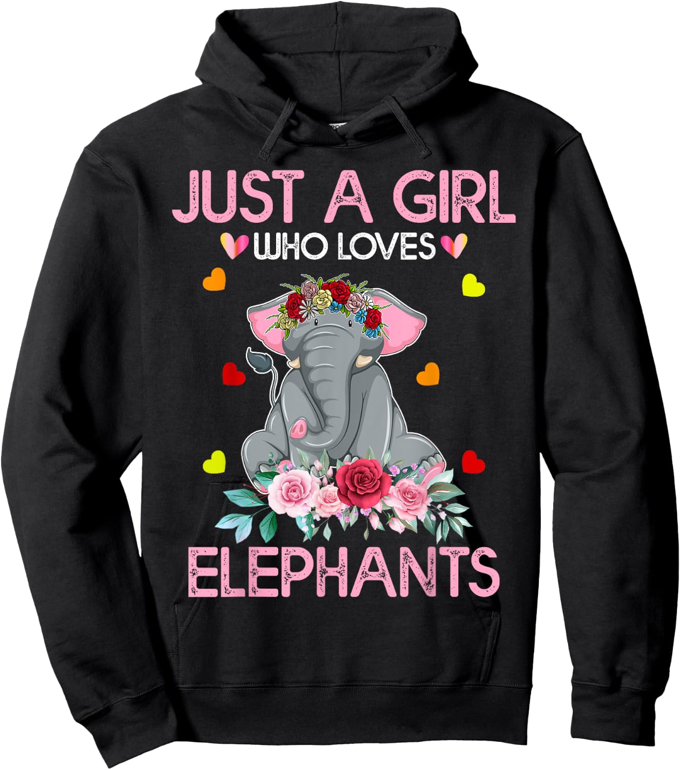 Elephant Lover Women Gift Just A Girl Who Loves Elephants Hoodie - Hoodie | Black