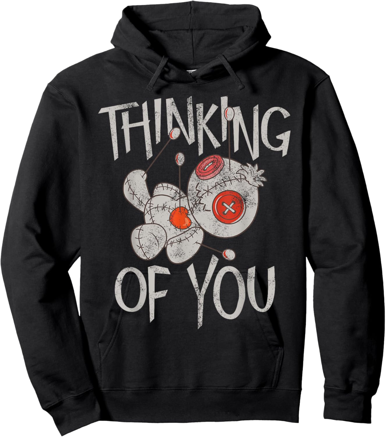 Funny Halloween Thinking of You Funny Voodoo Doll Graphic Hoodie - Hoodie | Black