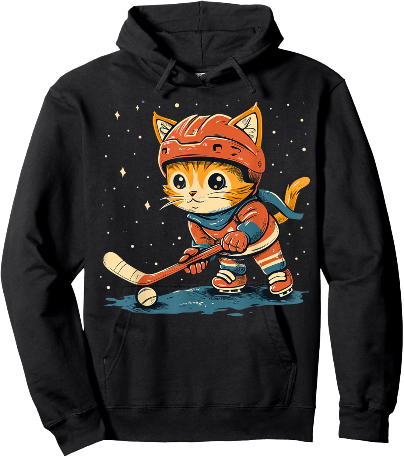 Ice Hockey player Cat on Ice Hockey Women Kids Hoodie - Hoodie | Black