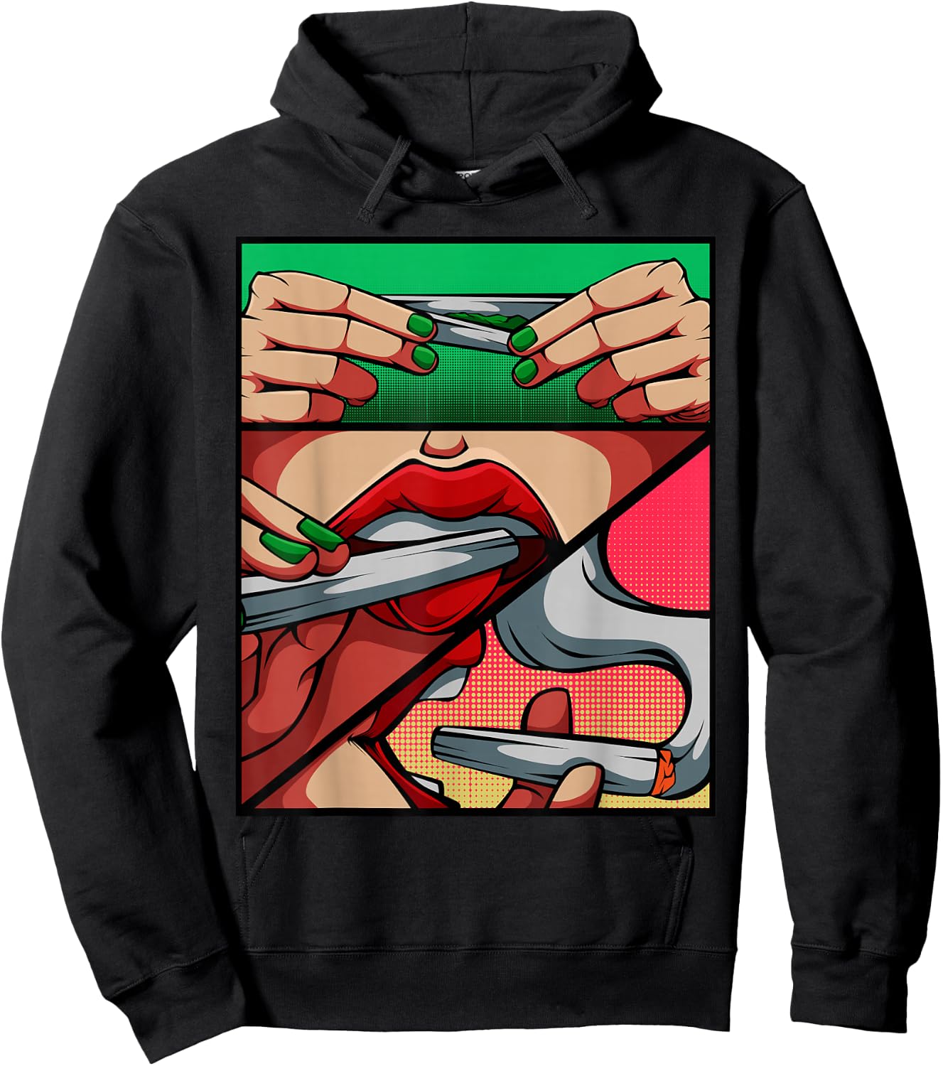Roll It Lick It Smoke It Marijuana Weed Pot Sexy Lips Hoodie - Hoodie | Black