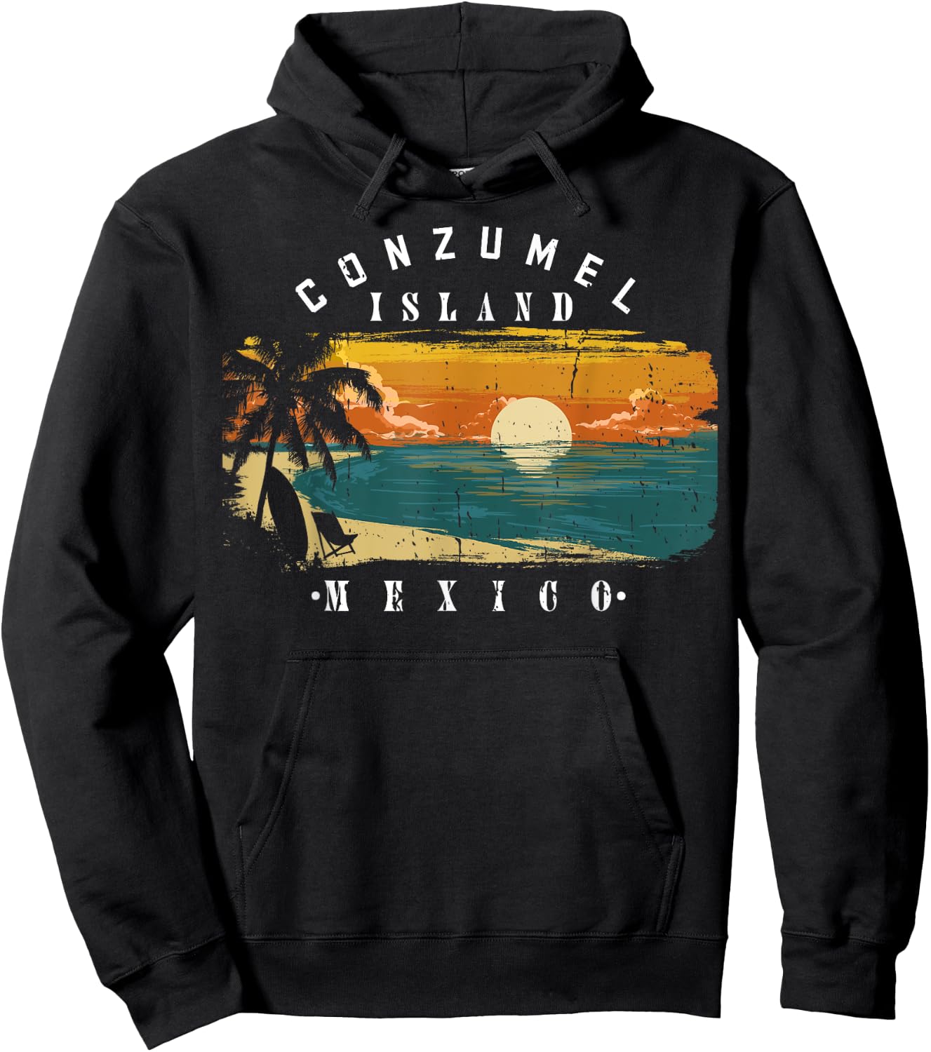 Cozumel Mexico Beaches Retro Cool Distressed Graphic Women Hoodie - Hoodie | Black