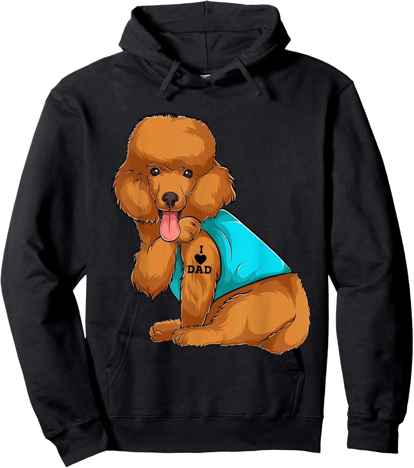 Poodle I Love Dad Tattoo Apparel, Dog Dad Gifts Dads Women Hoodie - Hoodie | Black
