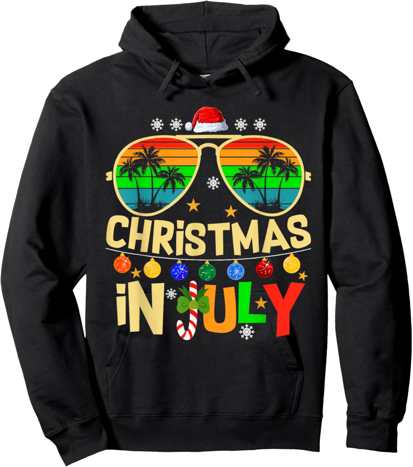 Santa Claus Sunglasses Beach Christmas in July Men Women Kid Hoodie - Hoodie | Black