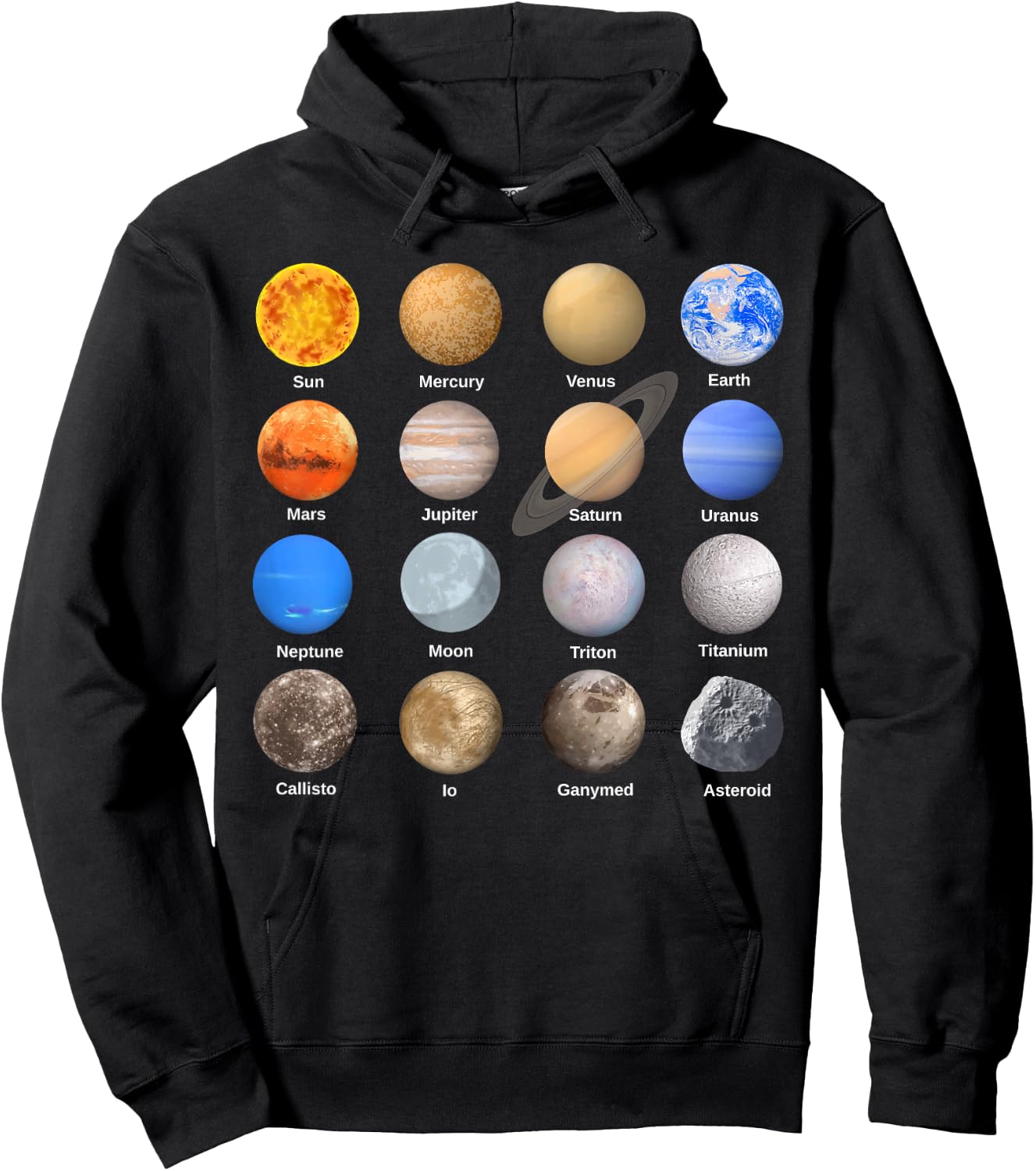 Solar System Planets Science Space Boys Girls STEM Kids Hoodie - Hoodie | Black