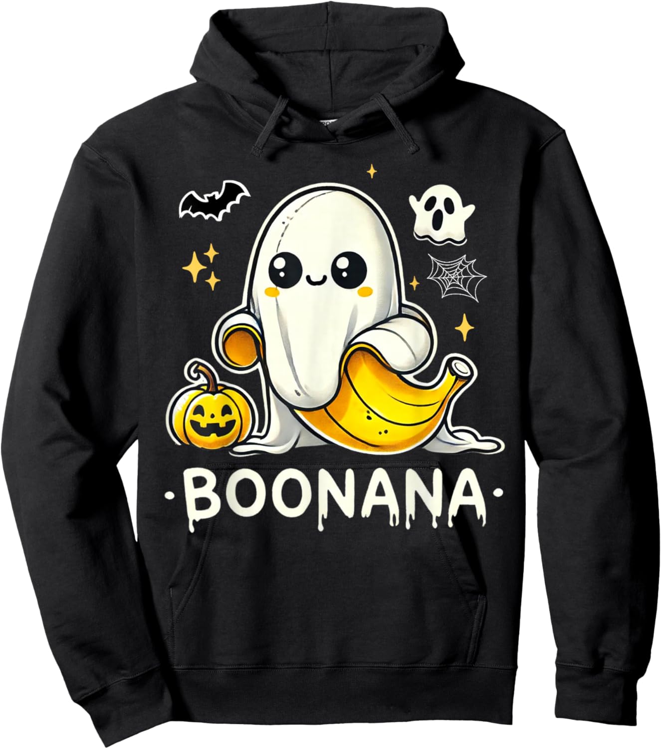 Boonana Cute Ghost Banana Halloween Costume Men Women Hoodie - Hoodie | Black