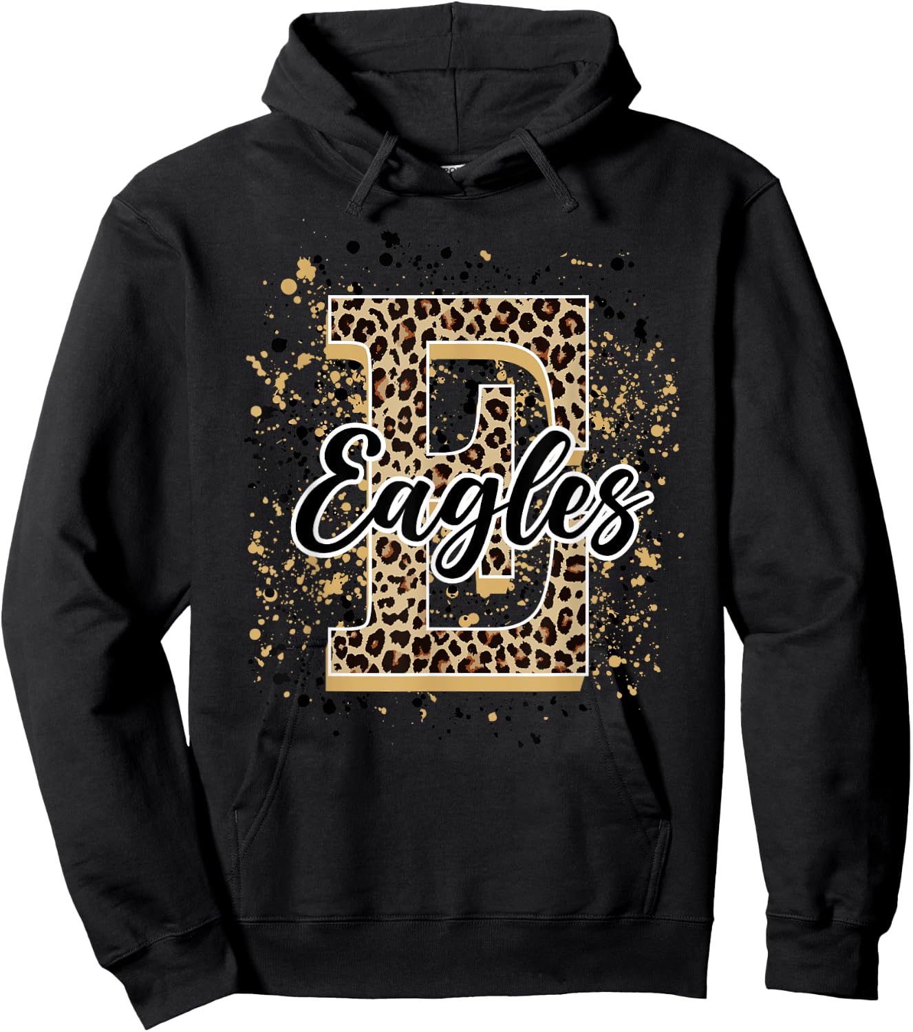 Eagles Splatter School Spirit Eagle Pride Gold Black Eagles Hoodie - Hoodie | Black