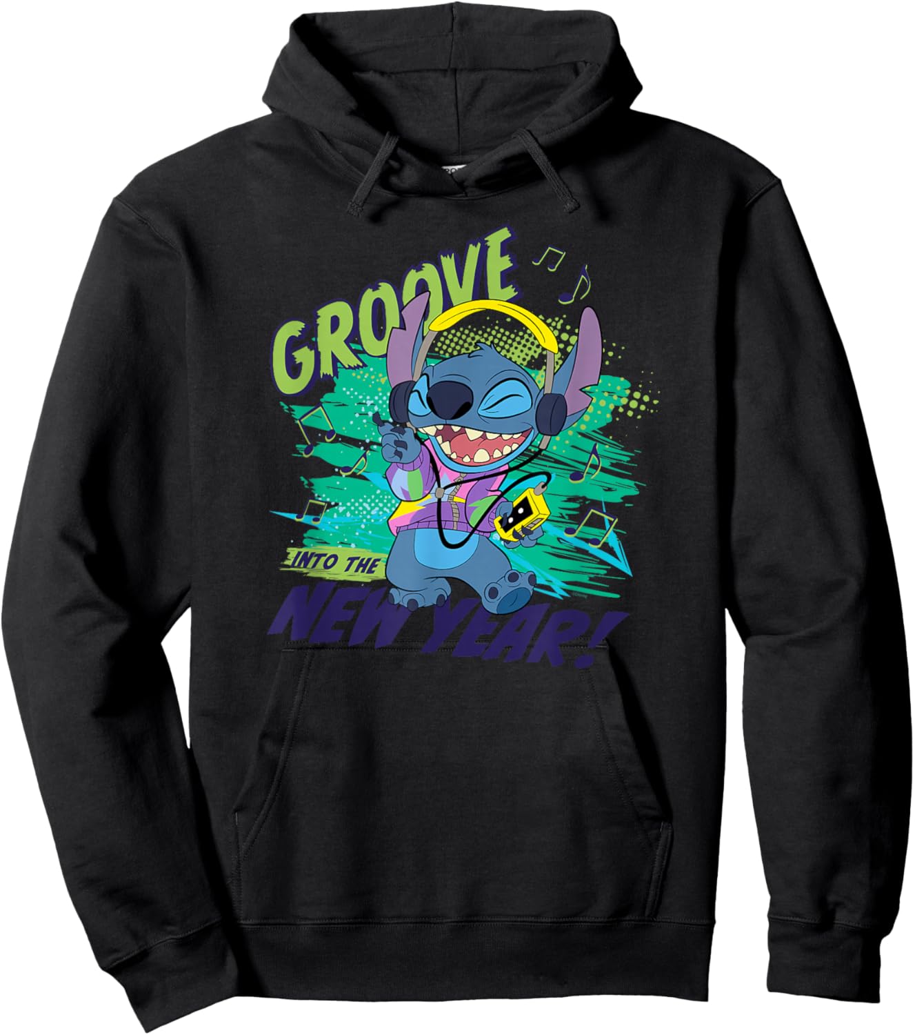 Disney Stitch Groove into the New Year ‘80s Retro Style Hoodie - Hoodie | Black