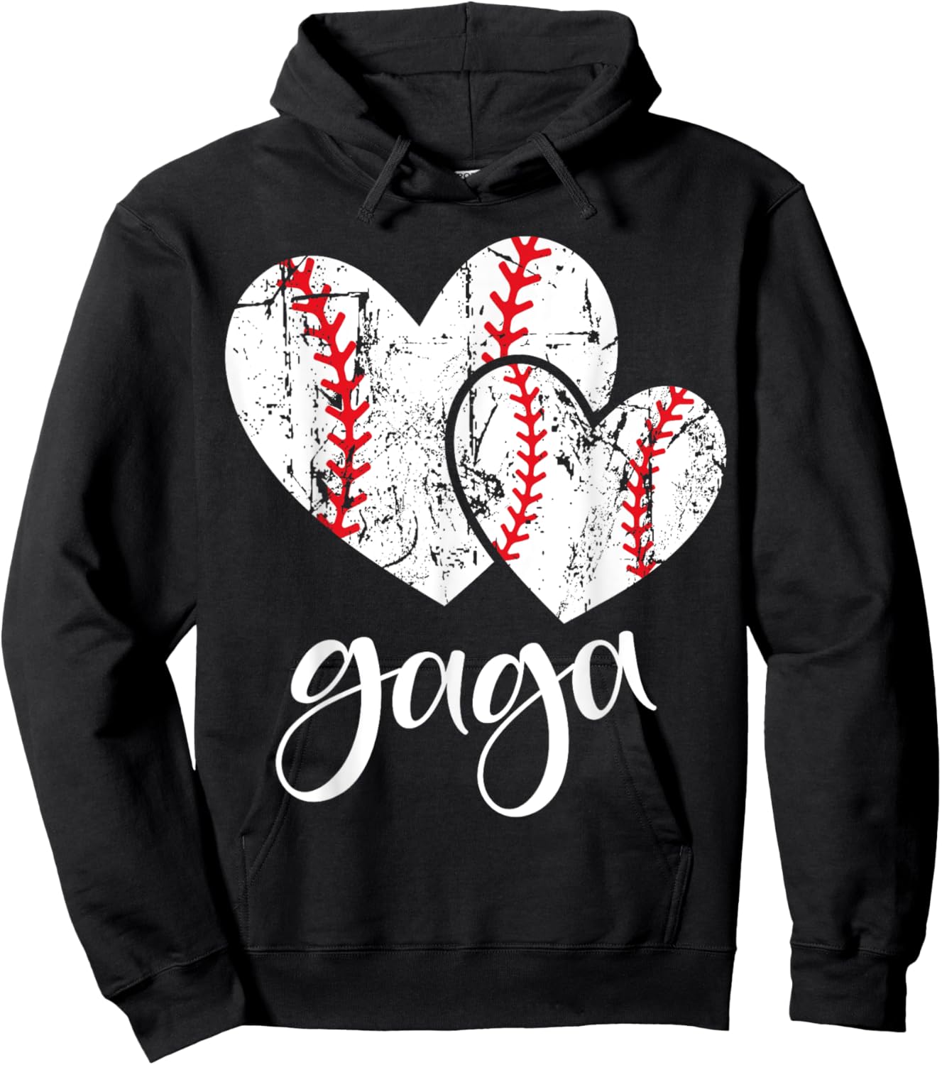 Baseball Gaga Heart Ball Funny Proud Grandma Mother's Day Hoodie - Hoodie | Black