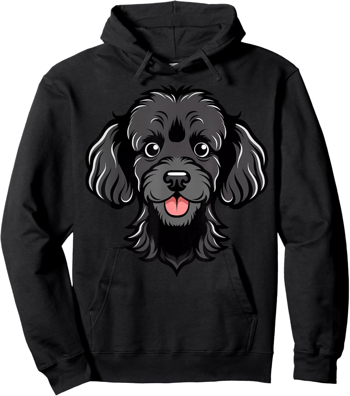 Cute Black Poodle Face Cartoon Puppy Dog Lover Hoodie - Hoodie | Black