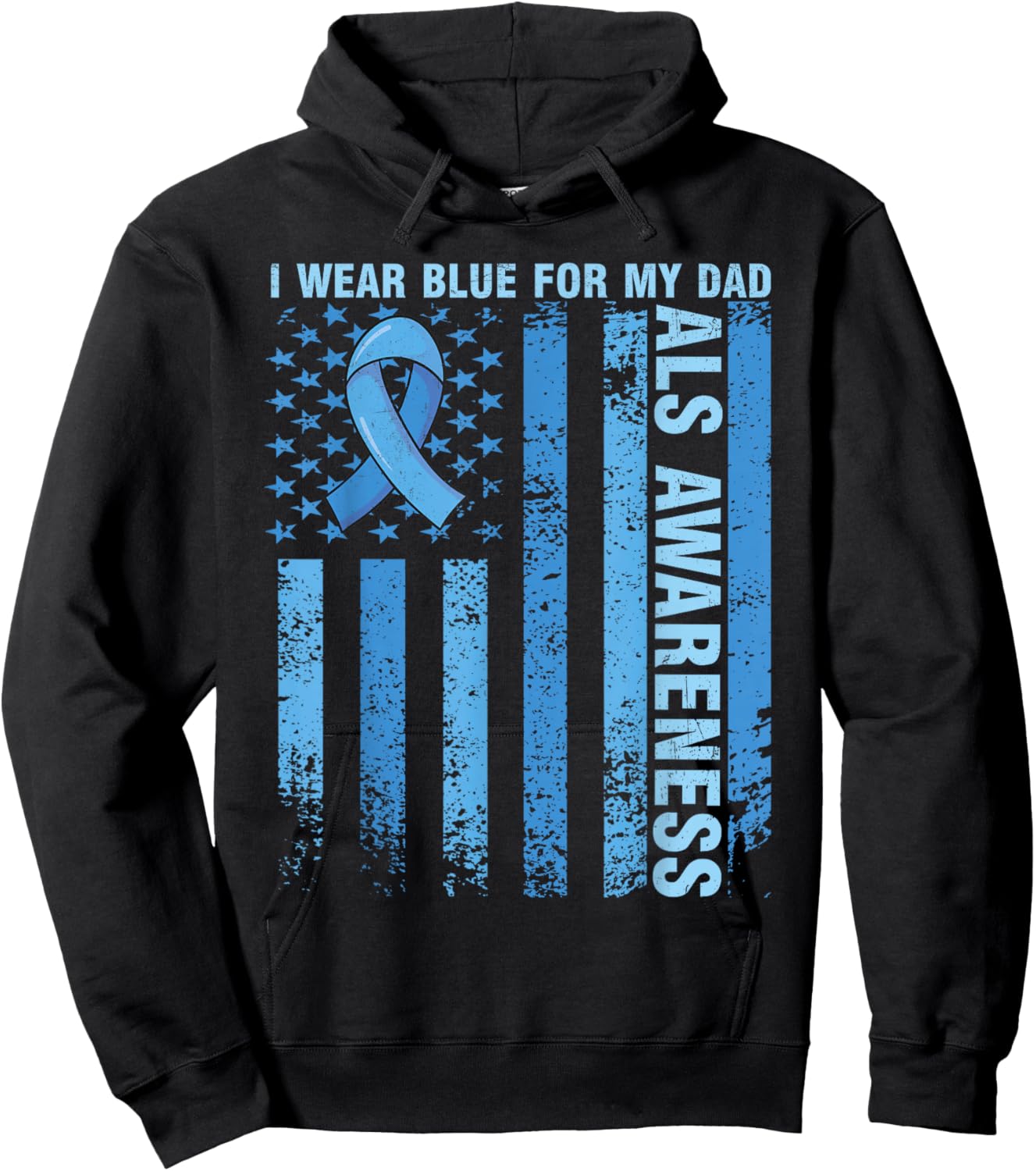 Funny ALS Awareness I Wear Blue For My Dad ALS Awareness Hoodie - Hoodie | Black