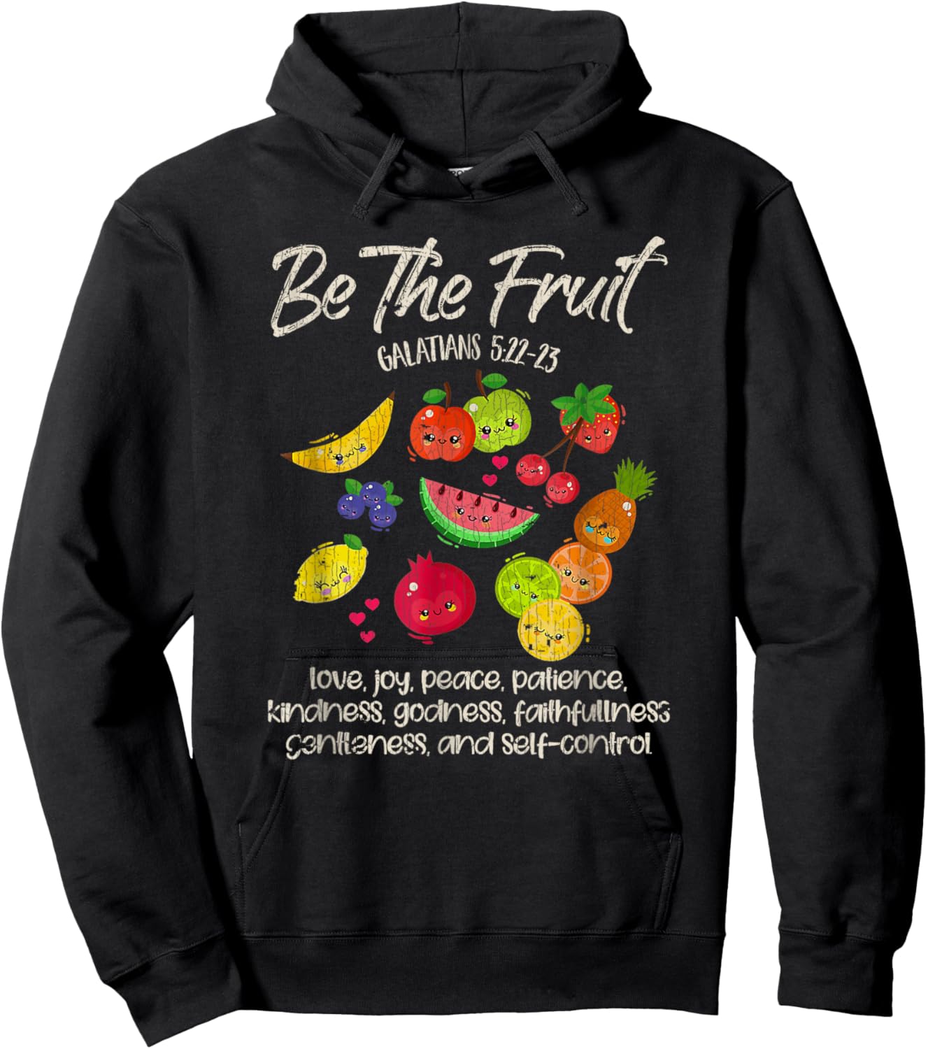 Vintage Retro Be The Fruit Christian Verse Spirit Galatians Hoodie - Hoodie | Black