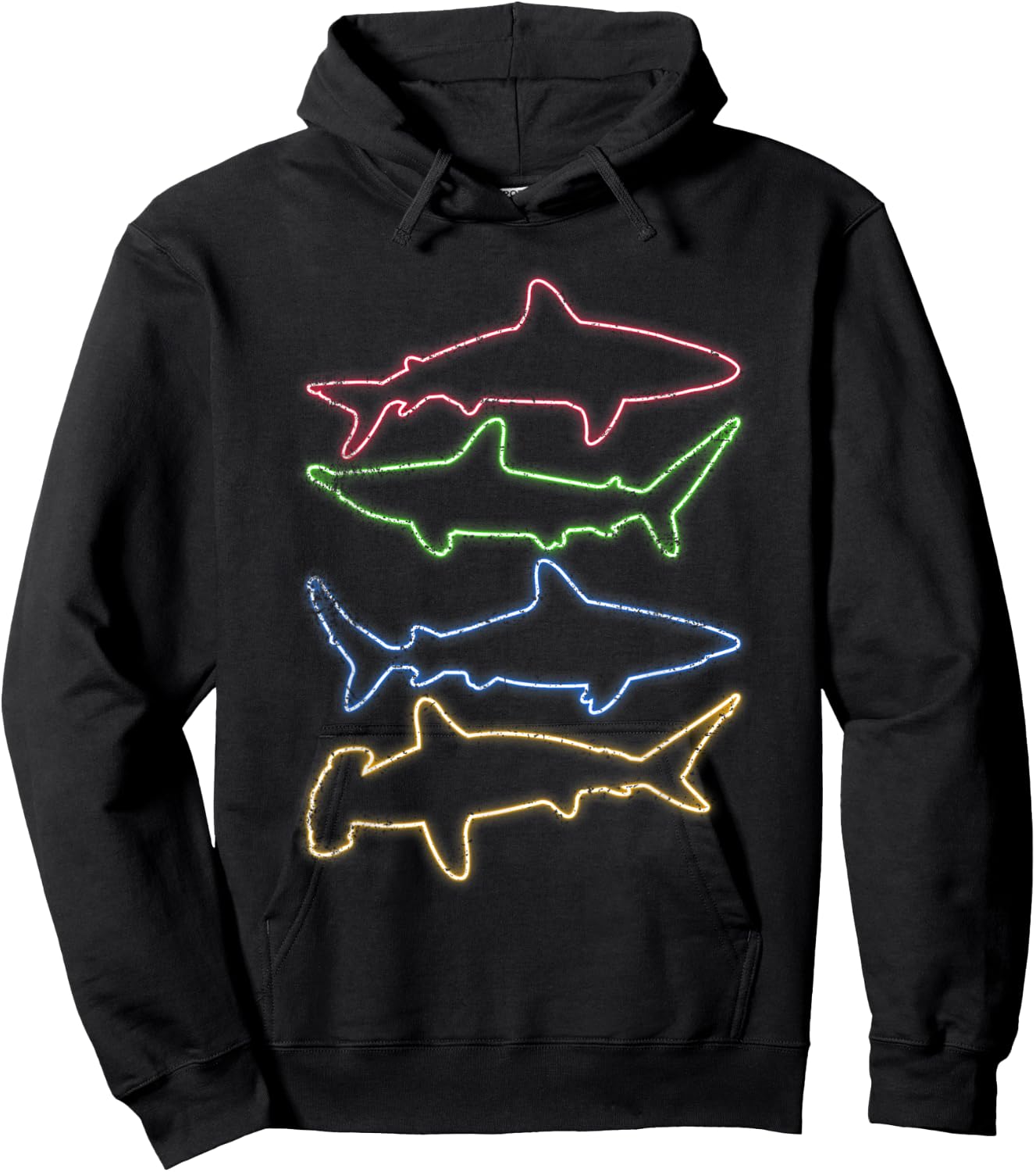 Sea Monster Colorful Ocean Animals Predator Shark Hoodie - Hoodie | Black