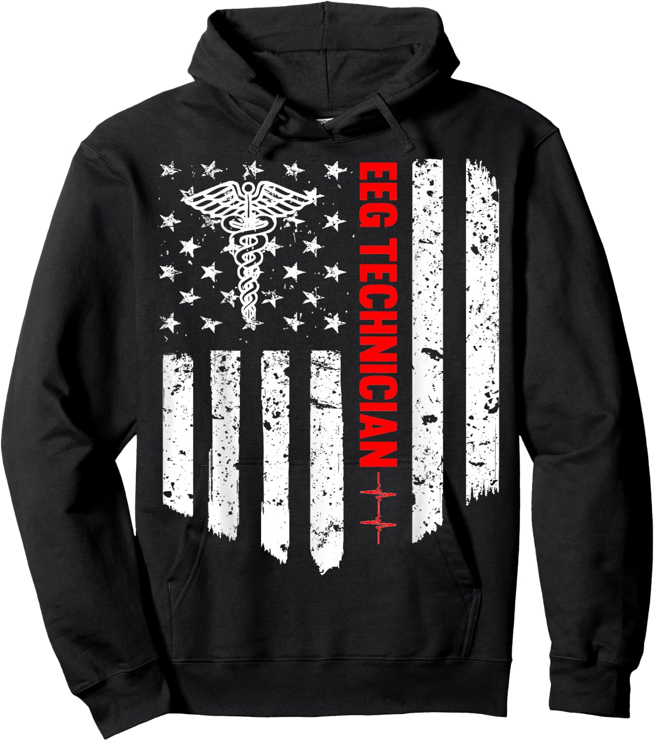 Eeg Technician American Flag Patriotic Medicine Gift Hoodie - Hoodie | Black
