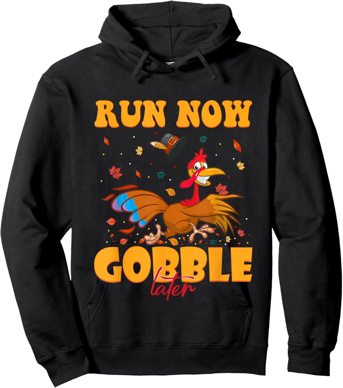 Turkey Trot Gear Costume Kids Thanksgiving Turkey Running Hoodie - Hoodie | Black