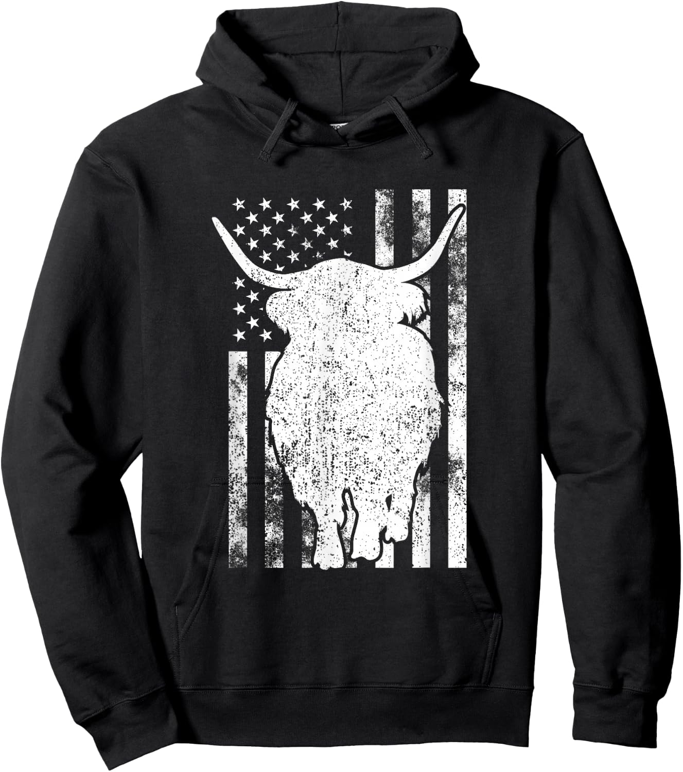 American Flag - Scottish Highland Cow For Cattle Farmer Hoodie - Hoodie | Black