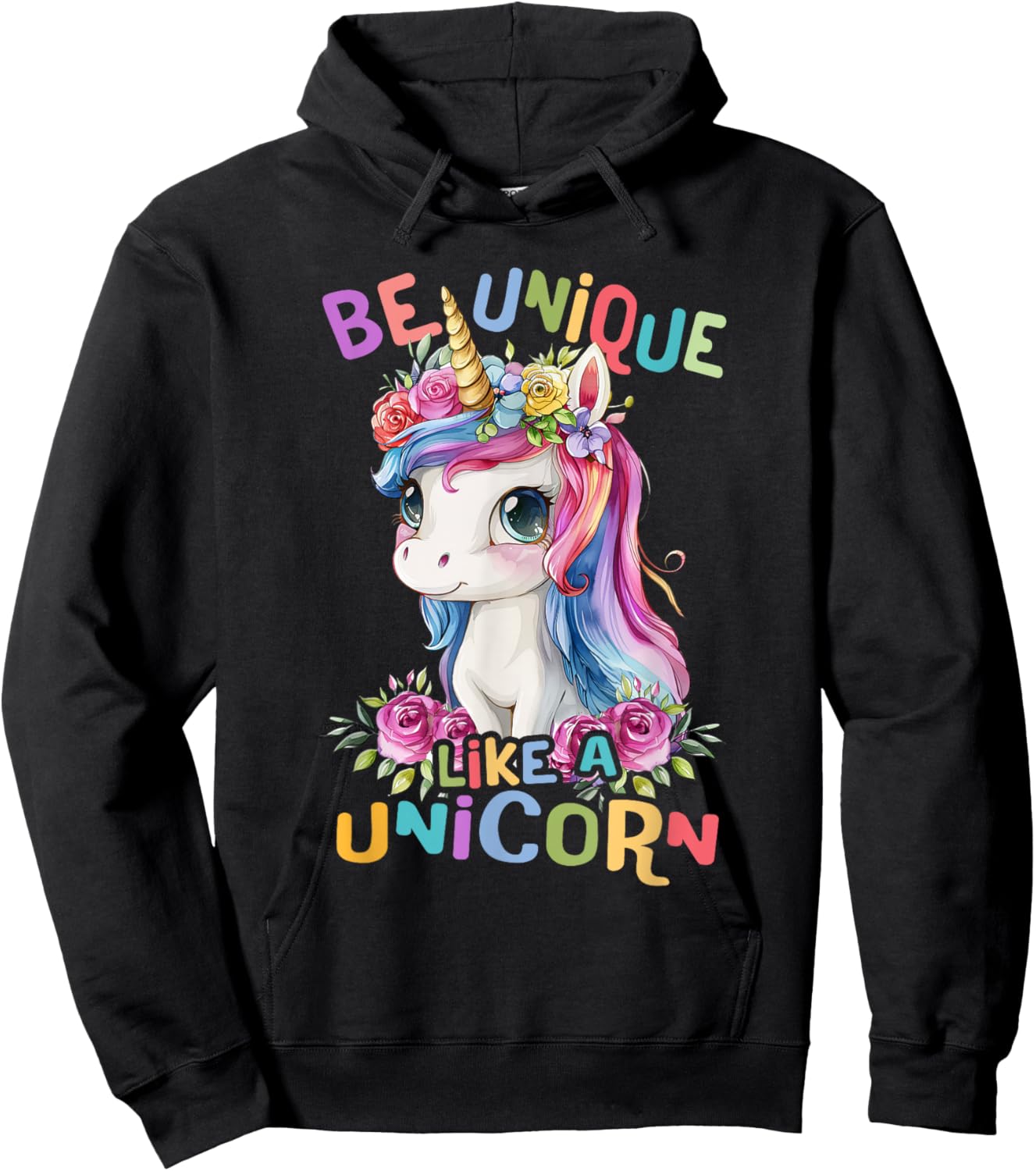 Baby Unicorn with Flowers Be Unique Like Nicorns Daughter Hoodie - Hoodie | Black