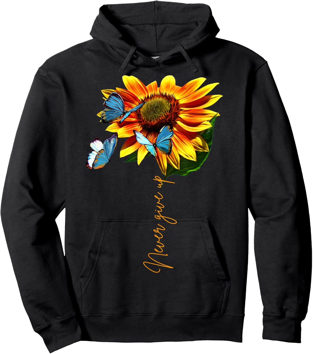 Sunflower Never Give Up Multiple Sclerosis Butterflies Hoodie - Hoodie | Black