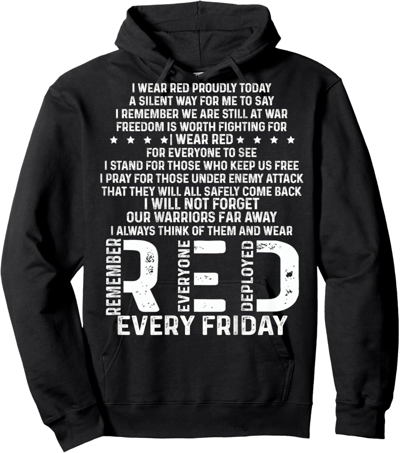 Red Friday Remember The Deployed Military Troops Poem Hoodie - Hoodie | Black