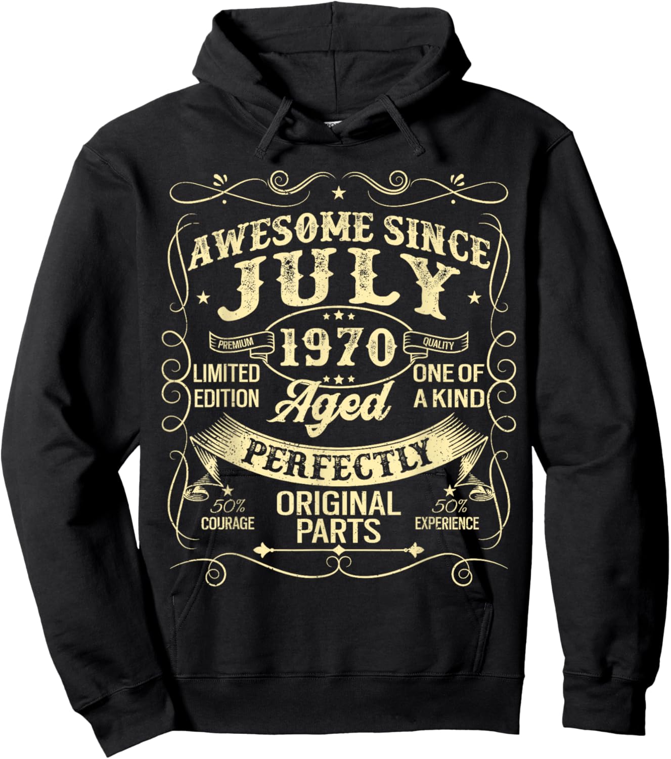 Awesome Since July 1970 Year Of Birth Birthday 1970 Vintage Hoodie - Hoodie | Black