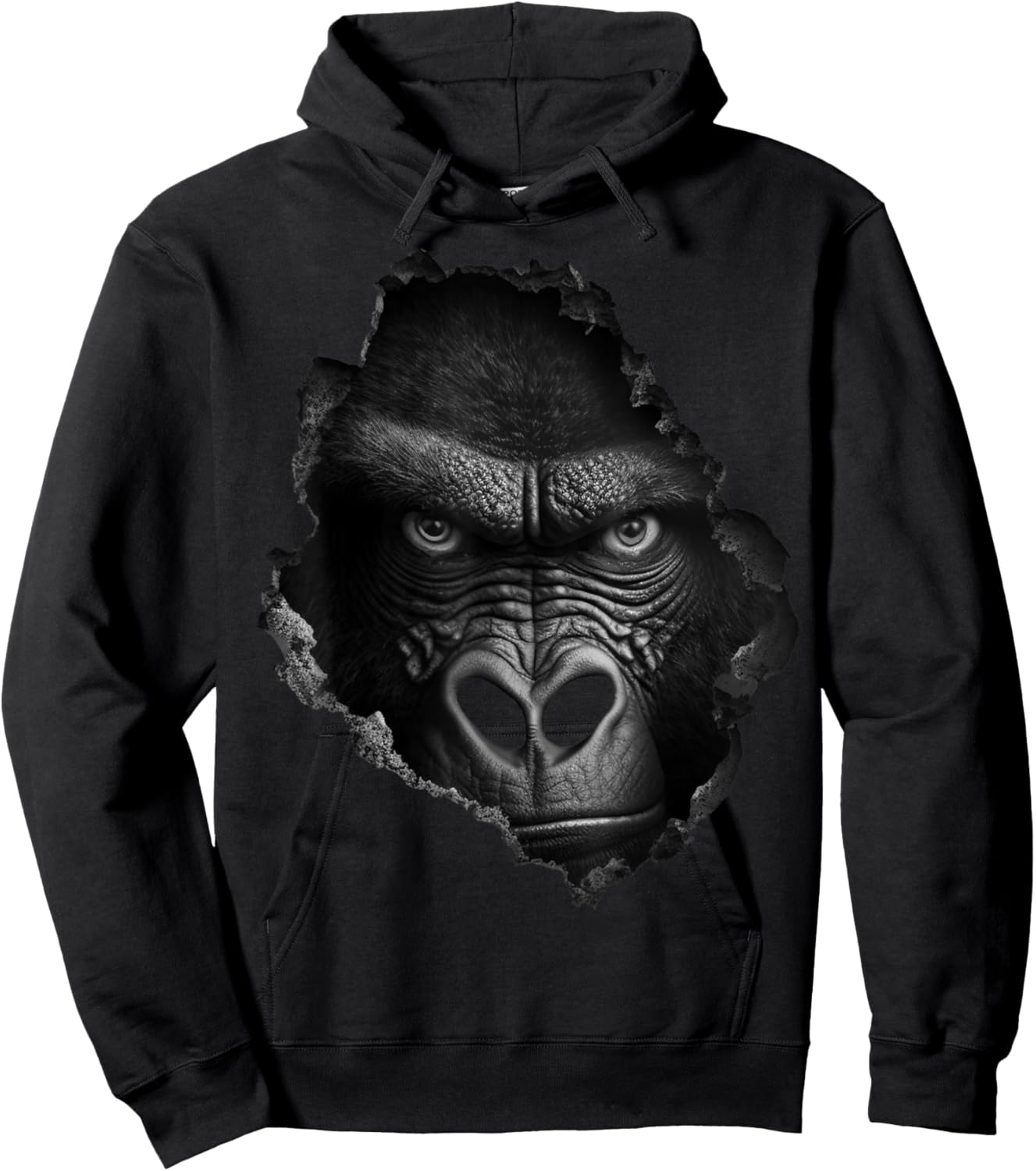 Gorilla Face Wall Animal Print Art Animal Lover Gorilla Hoodie - Hoodie | Black