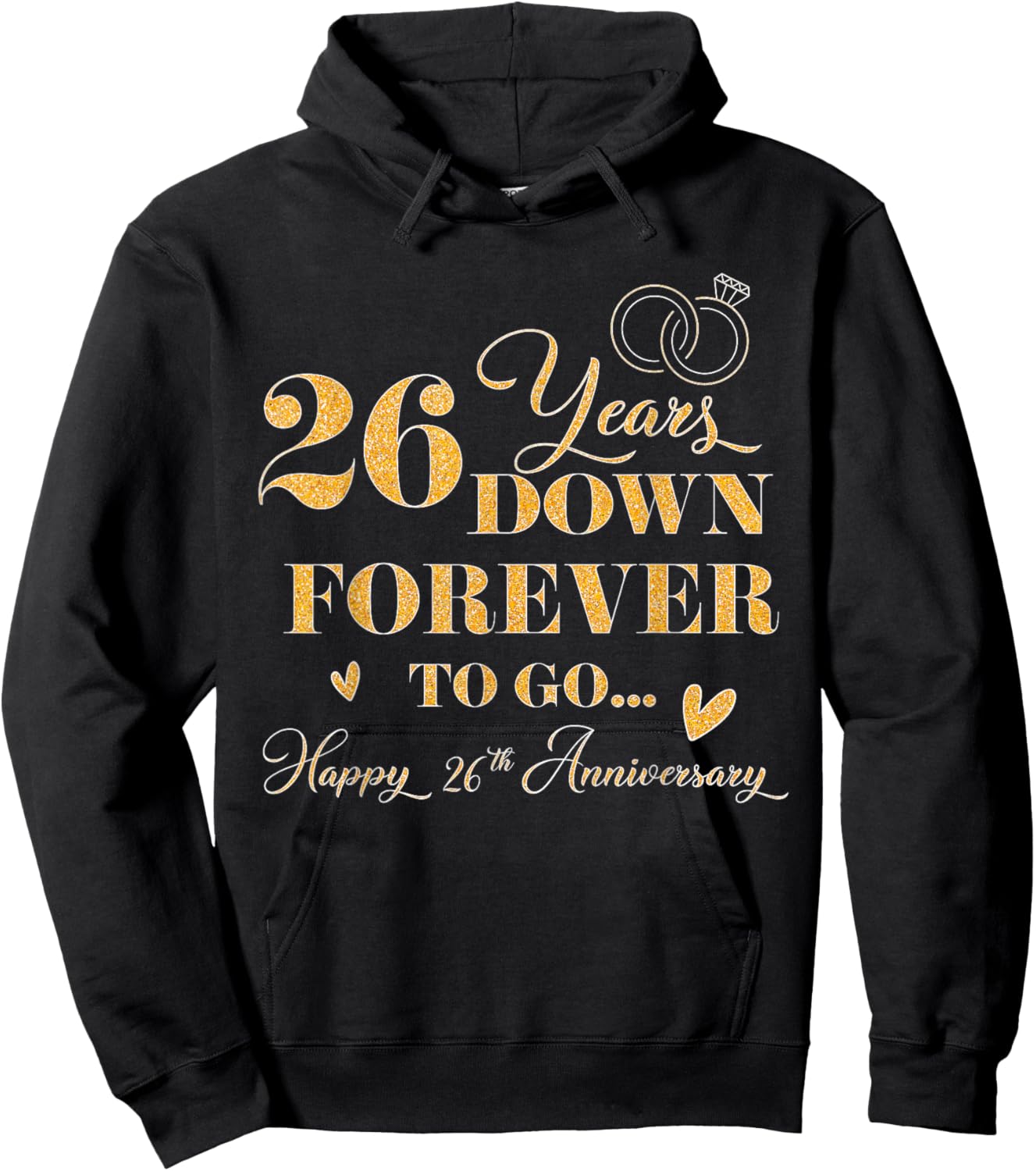 26 Year Down Forever To Go Happy 26th Anniversary For Couple Hoodie - Hoodie | Black