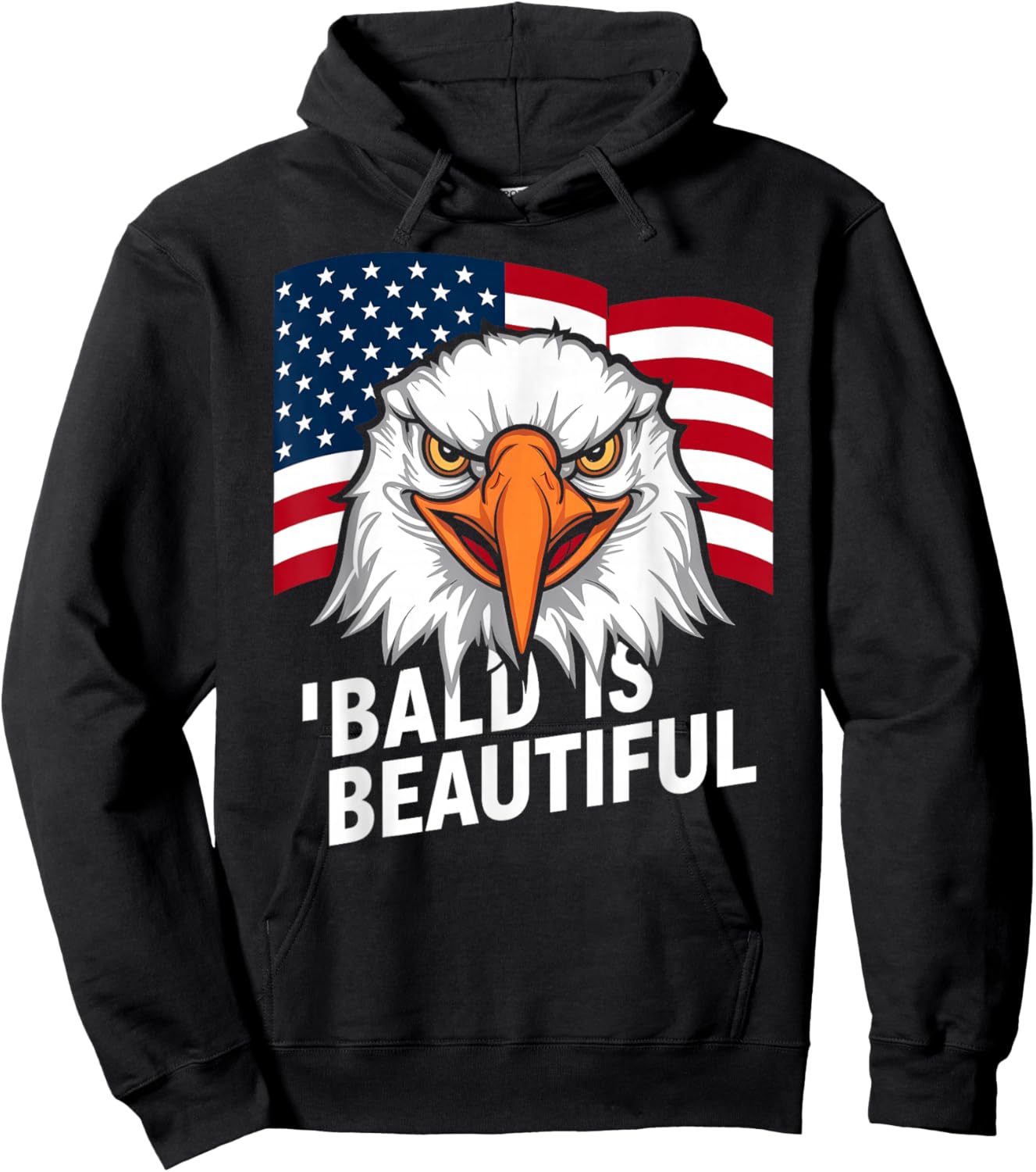 Funny Bald is Beautiful Independence Day 4th July Eagle Gift Hoodie - Hoodie | Black