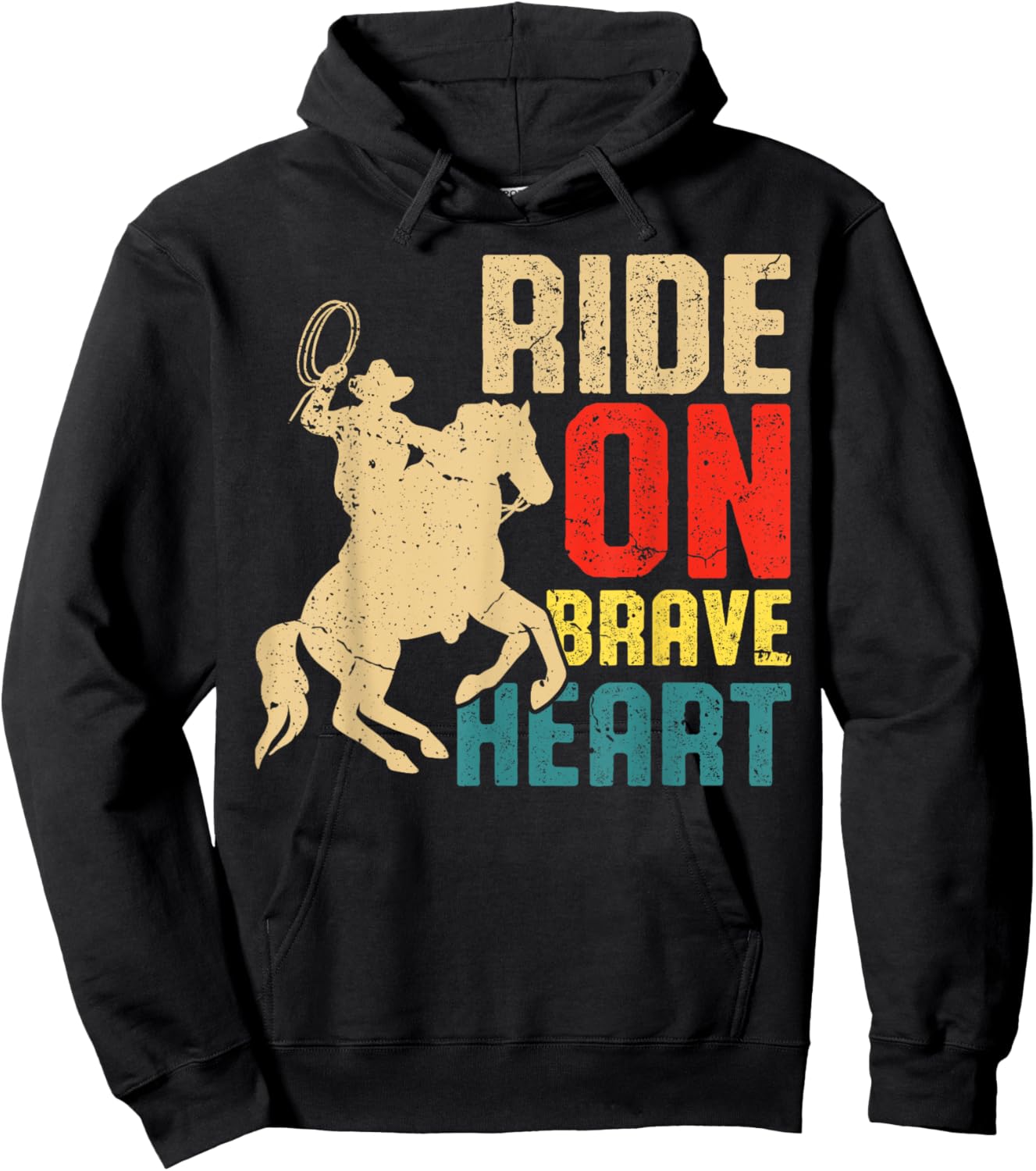 Ride On Brave Heart Equestrian Horse Riding Hoodie - Hoodie | Black