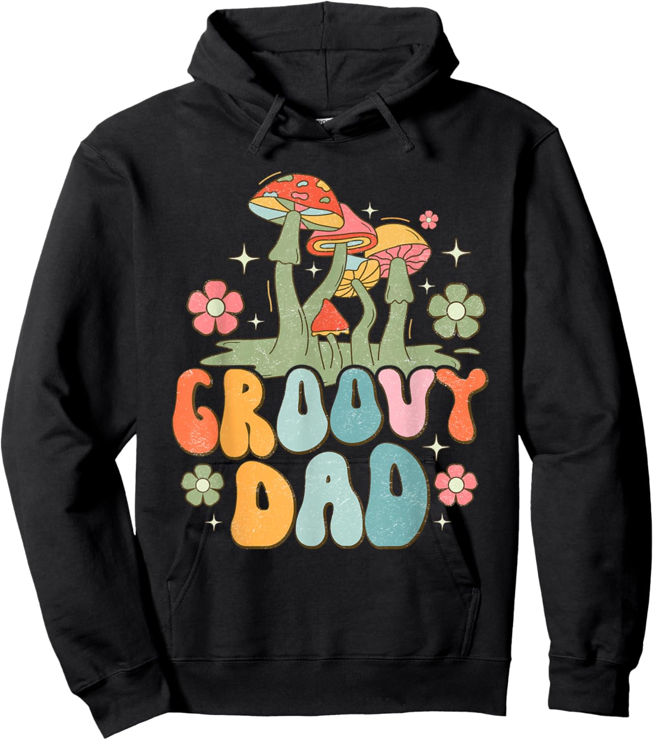Groovy Dad Retro Mushrooms Father's Day Hoodie - Hoodie | Black