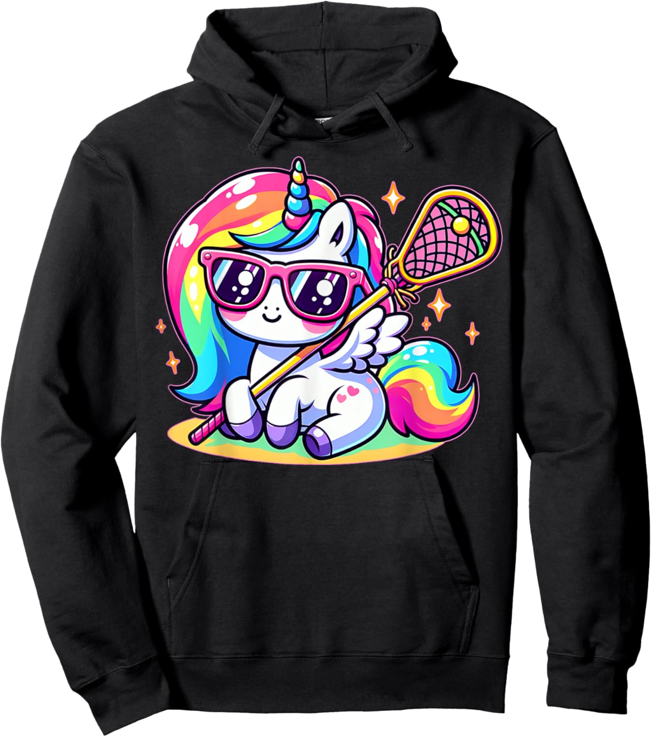Funny Unicorn Lax Lacrosse Men Boys Girls Youth Teens Sports Hoodie - Hoodie | Black