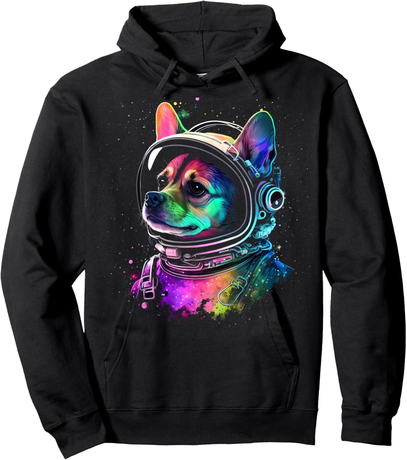 Chihuahua in Space Cute Colorful Cosmic Astronaut Funny Hoodie - Hoodie | Black