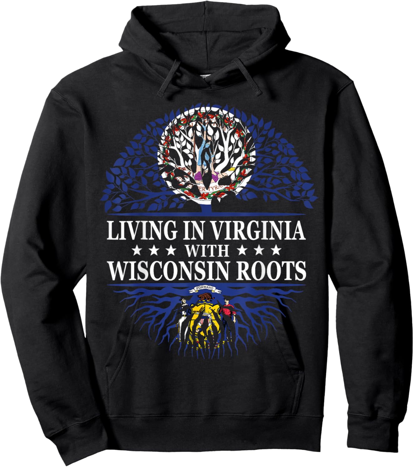 Living in Virginia With Wisconsin Roots Hoodie - Hoodie | Black