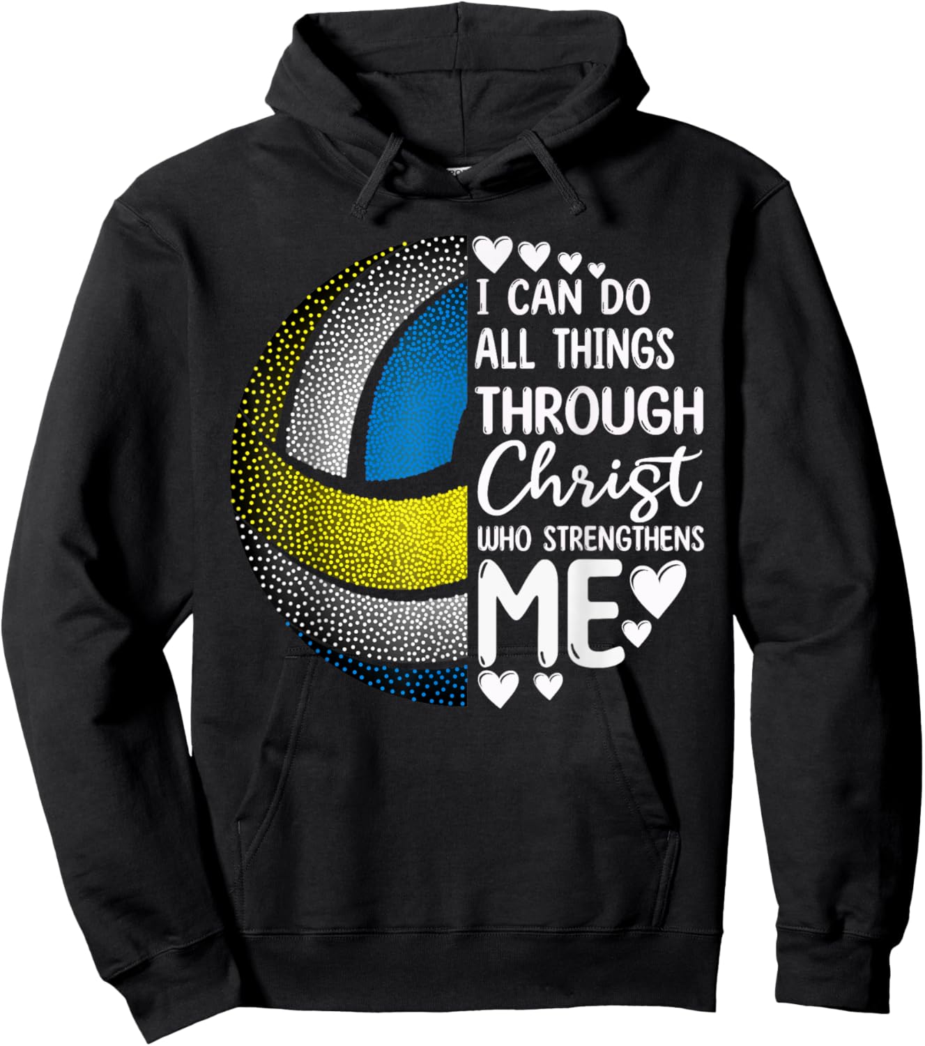 Volleyball Girl Women Boy Men Funny Volleyball Christ Verse Hoodie - Hoodie | Black