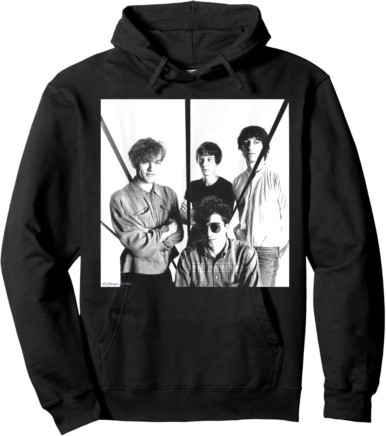 REM New York Band B&W Photo By George DuBose Hoodie - Hoodie | Black