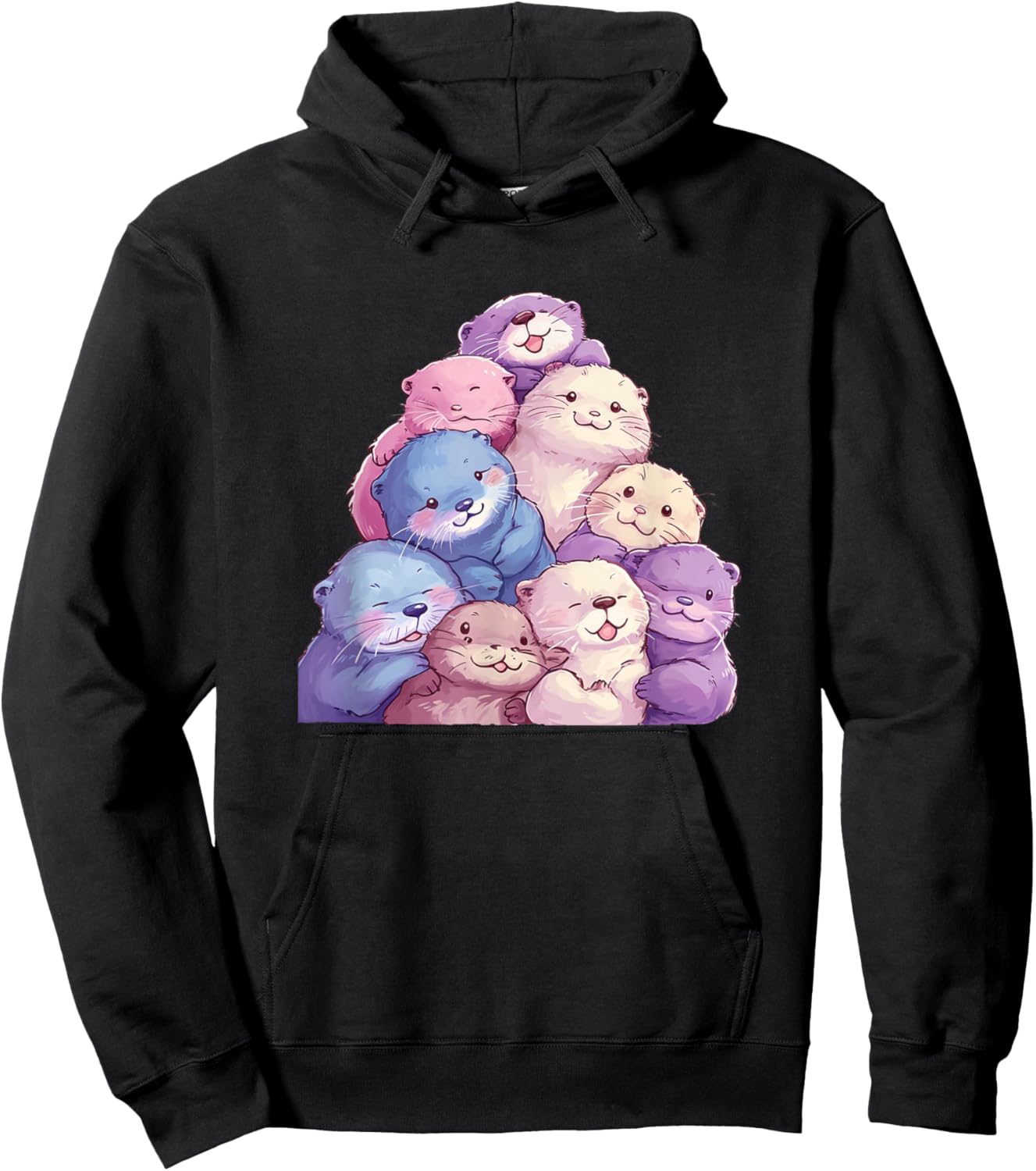 Cute Kawaii Pastel Otter Boys Girls Kids Hoodie - Hoodie | Black
