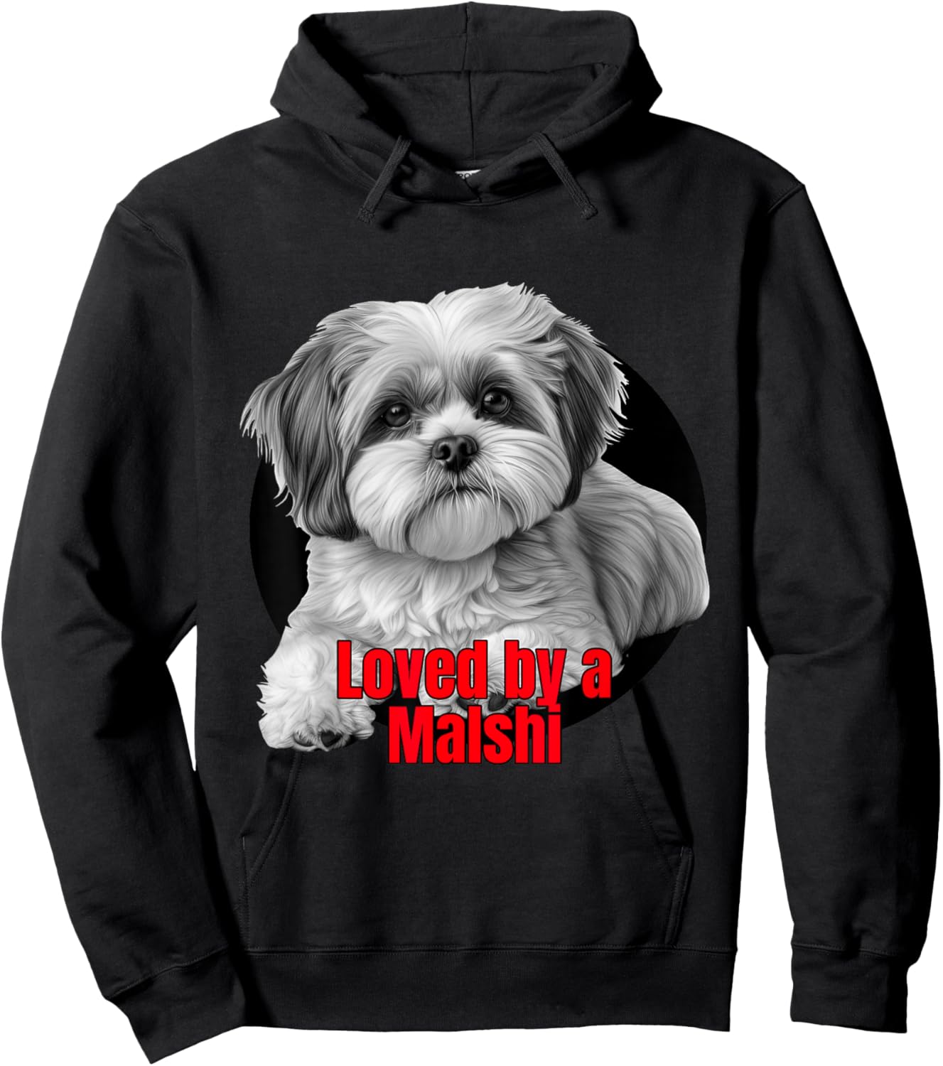 Loved by a Malshi Big Bold Graphic Design Hoodie - Hoodie | Black