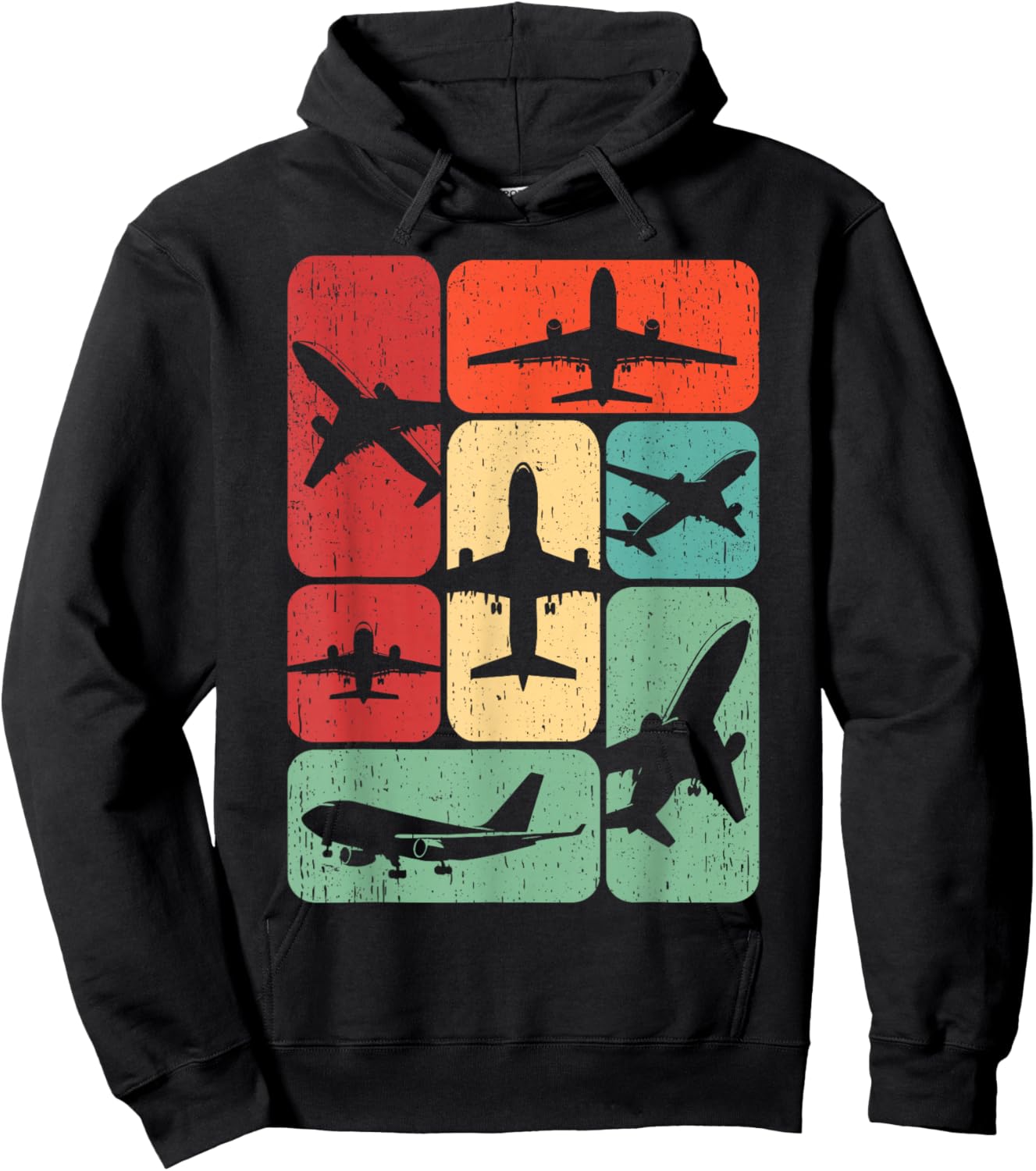 Vintage Airplane Design Gifts Kids Men Airplane Pilot Art Retro Black Small Men Boys Winter Hoodie - Hoodie | Black