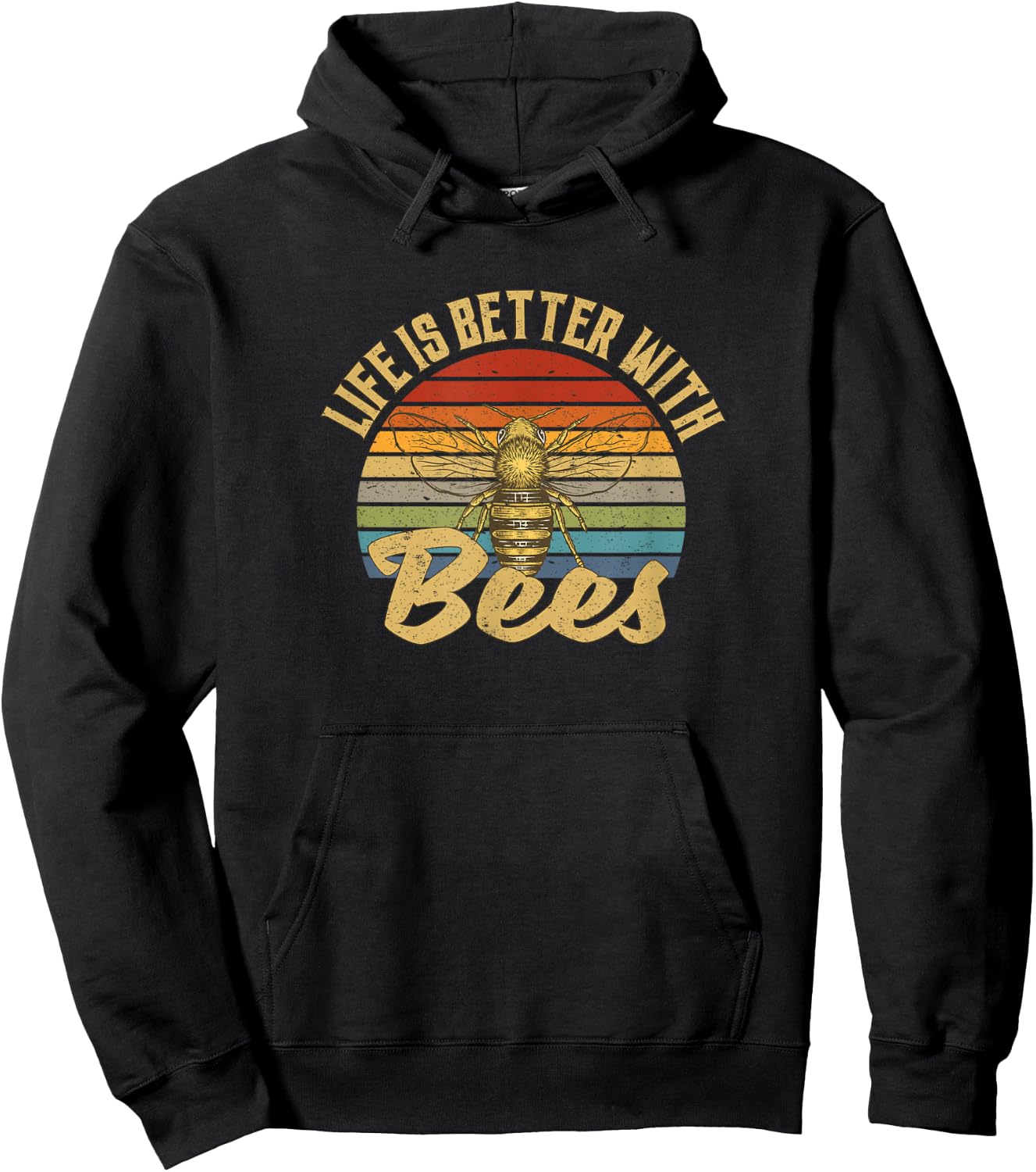 Life Is Better With Bees Retro Vintage Hoodie - Hoodie | Black