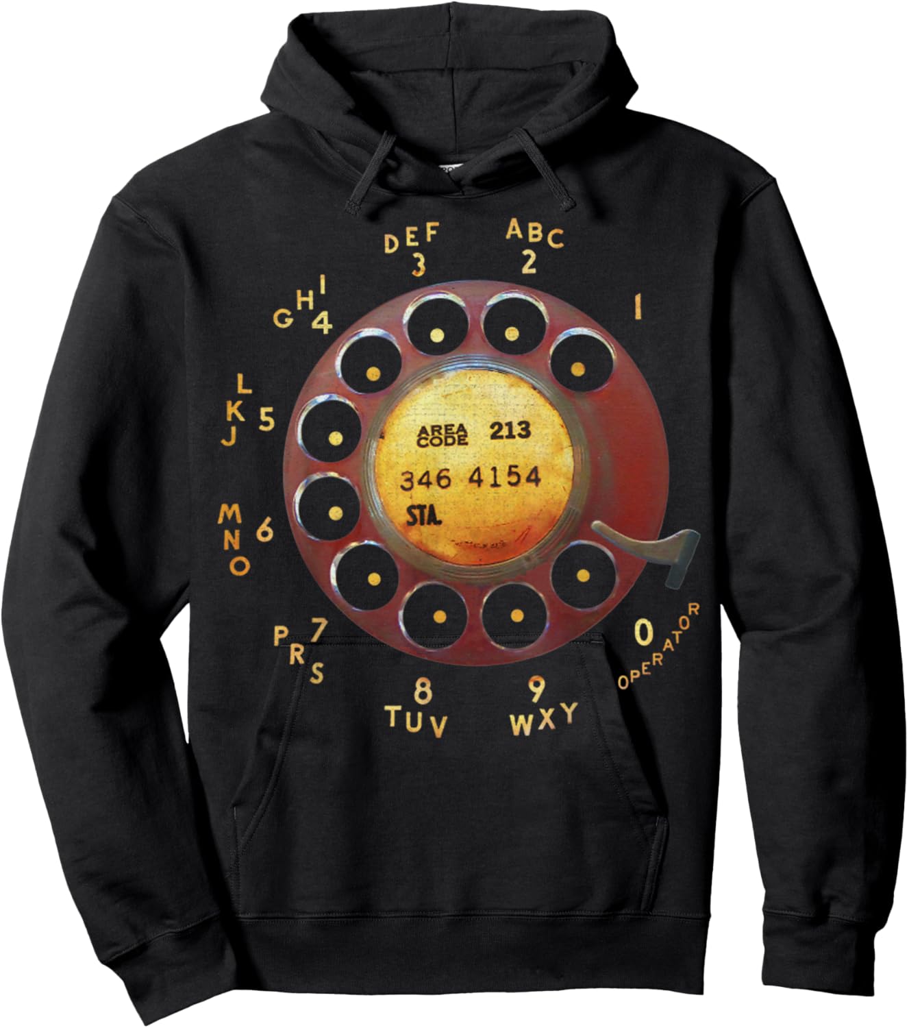 Retro Dial Plate Rotary Dial Phone Vintage Telephone Gifts Hoodie - Hoodie | Black