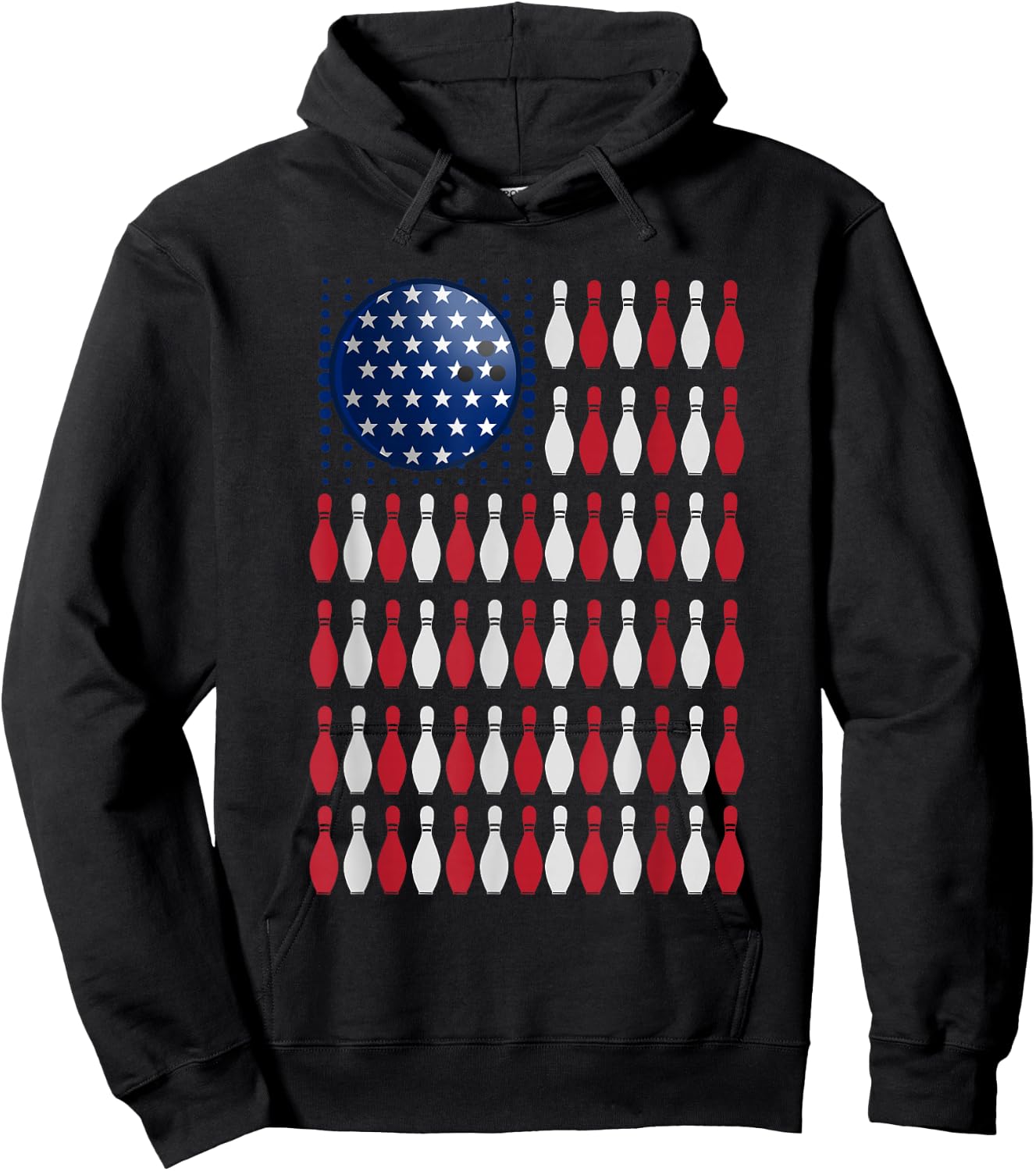 American Flag Bowling | Bowler Gifts for Bowling Team Hoodie - Hoodie | Black